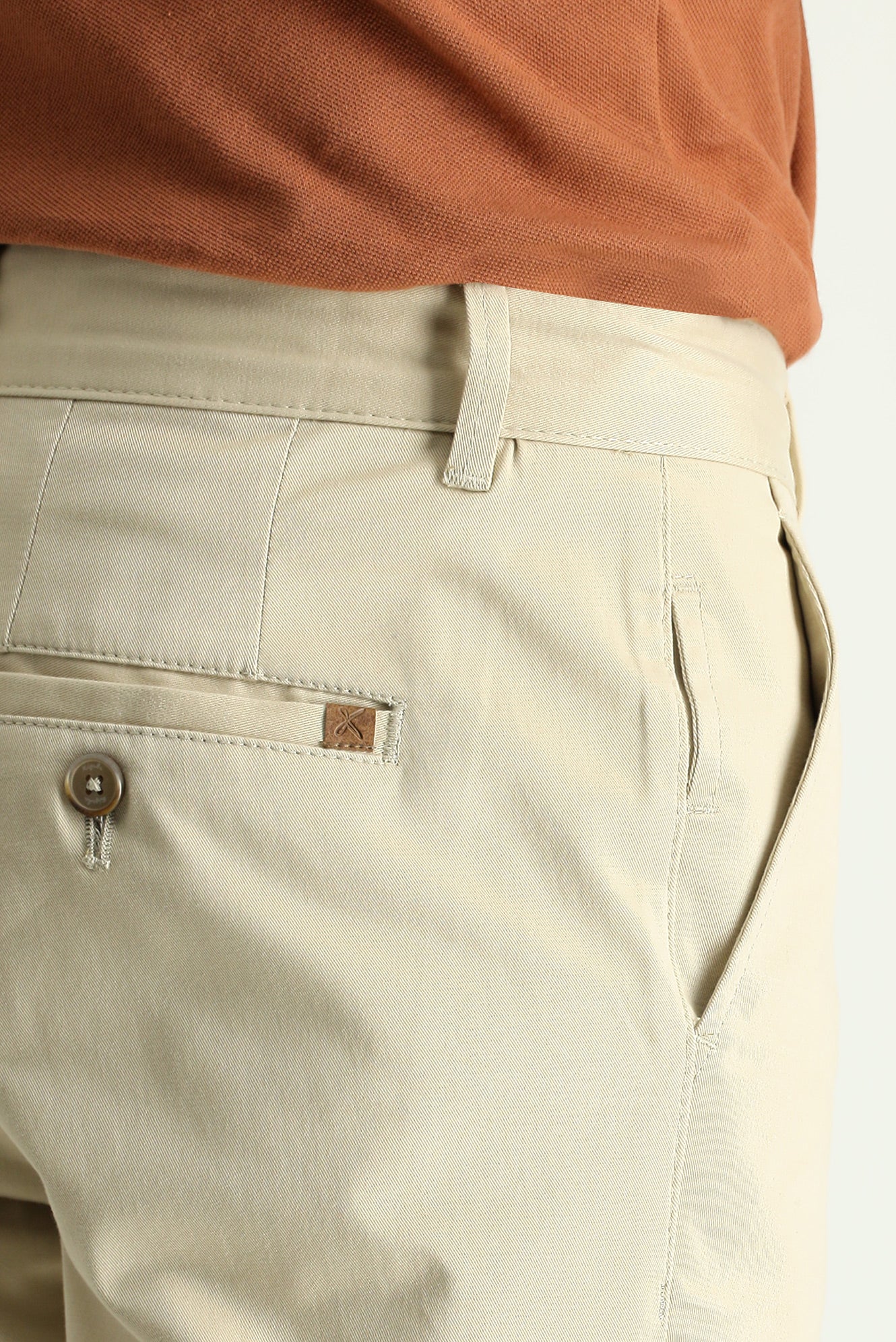 Açık Bej Slim Fit Dar Kesim Likralı Kanvas / Chino Pantolon - Image 5
