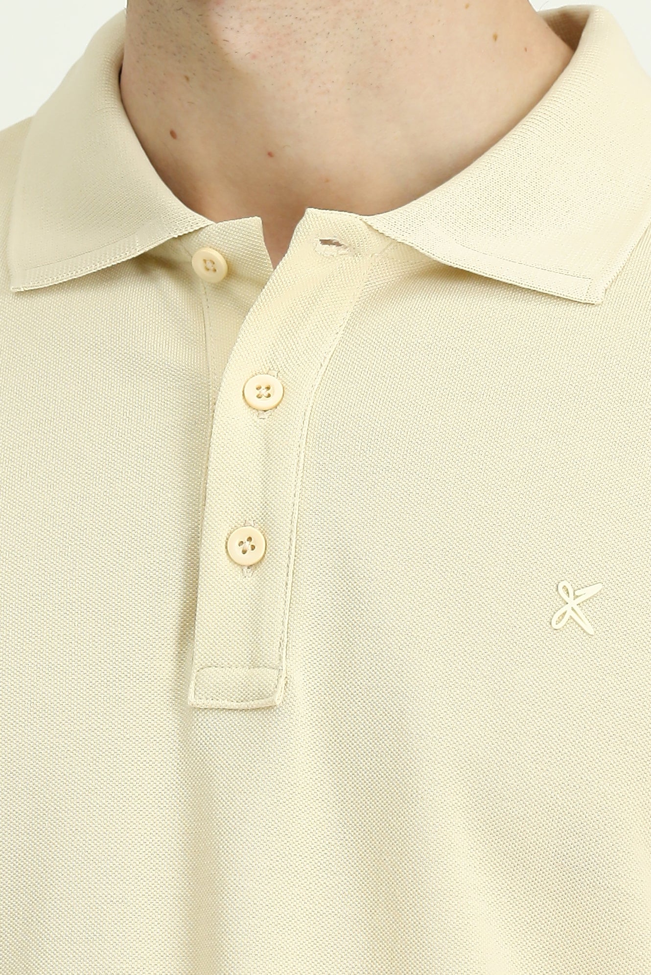 Açık Bej Slim Fit Dar Kesim Pamuk Kıvrılmaz Polo Yaka Tişört - Image 5