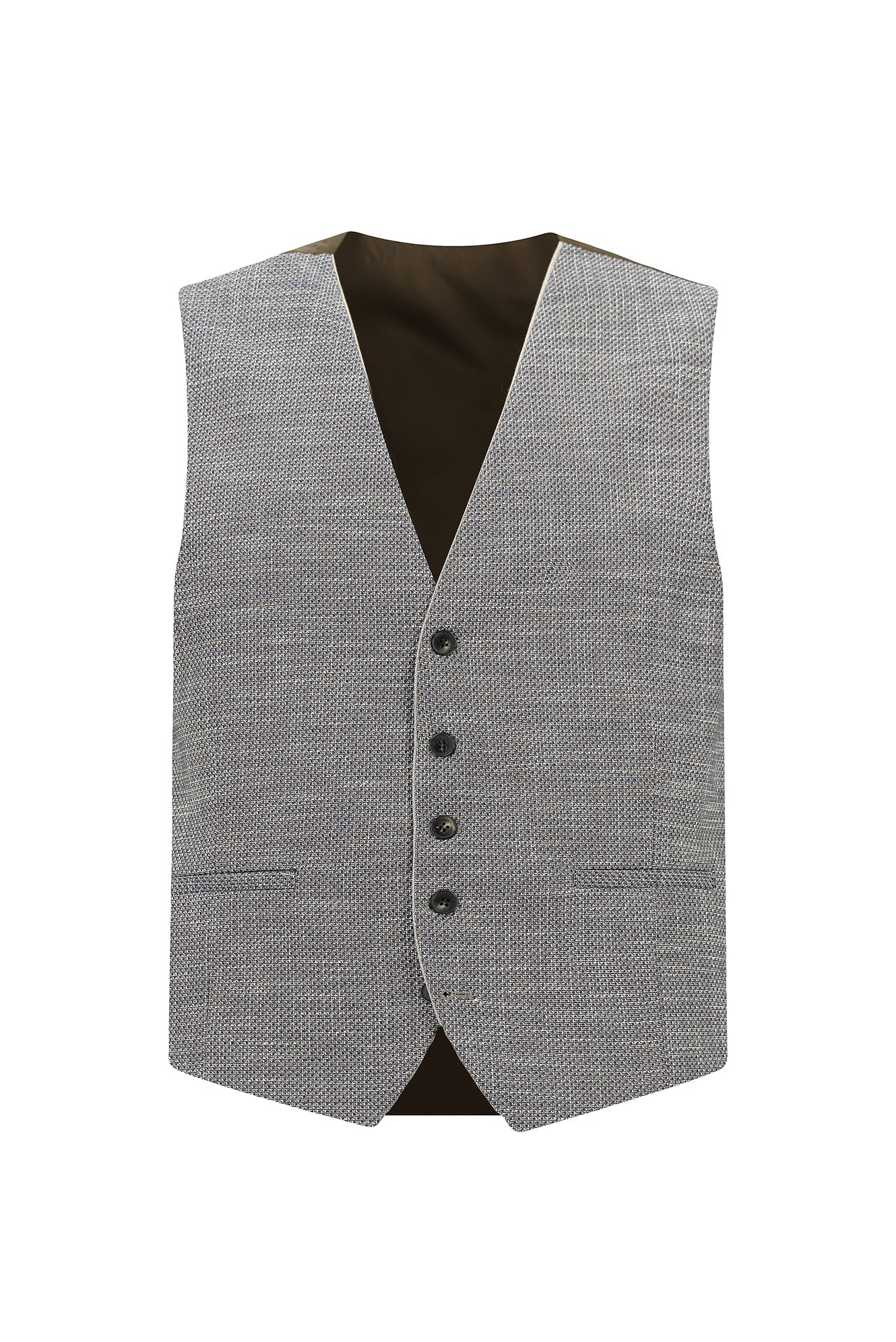 Açık Bej 7 Drop Slim Fit Dar Kesim Yelekli Kombinli Takım Elbise - Image 5