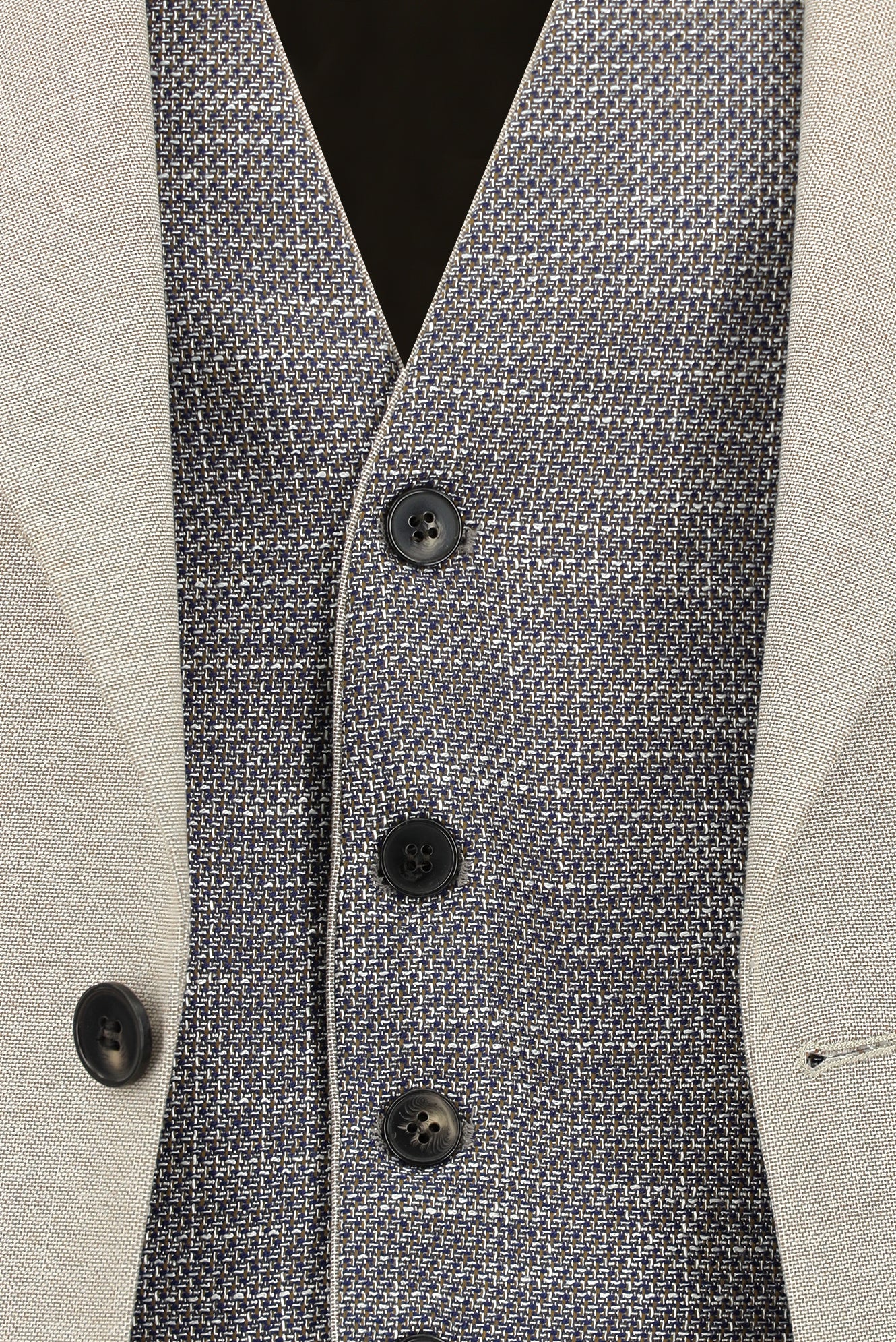 Açık Bej 7 Drop Slim Fit Dar Kesim Yelekli Kombinli Takım Elbise - Image 7