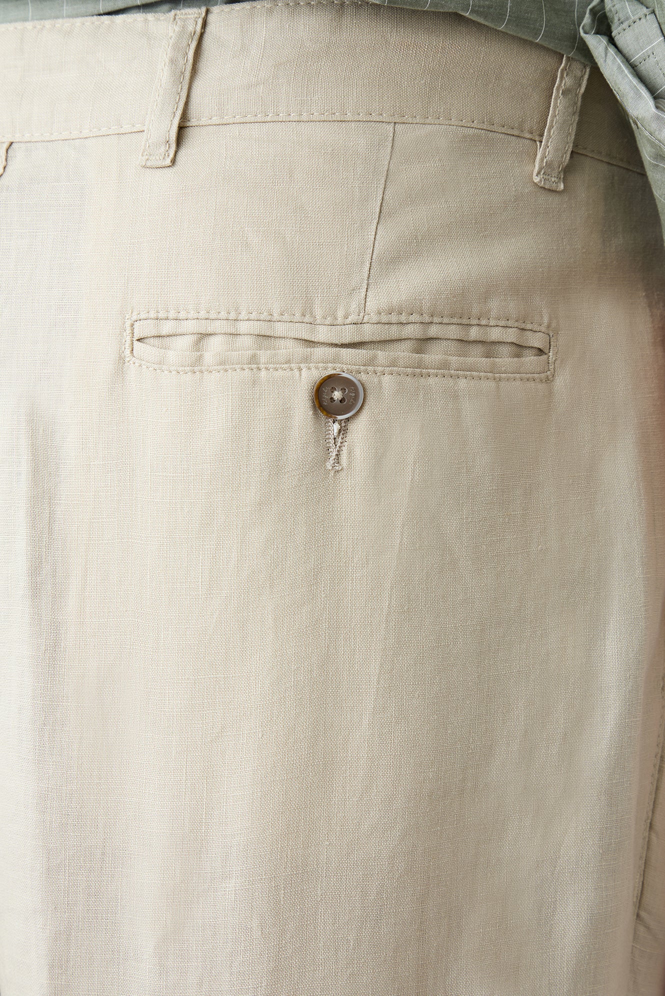 Açık Bej Straight Wide Leg Yan Cepli %100 Keten Pantolon - Image 4