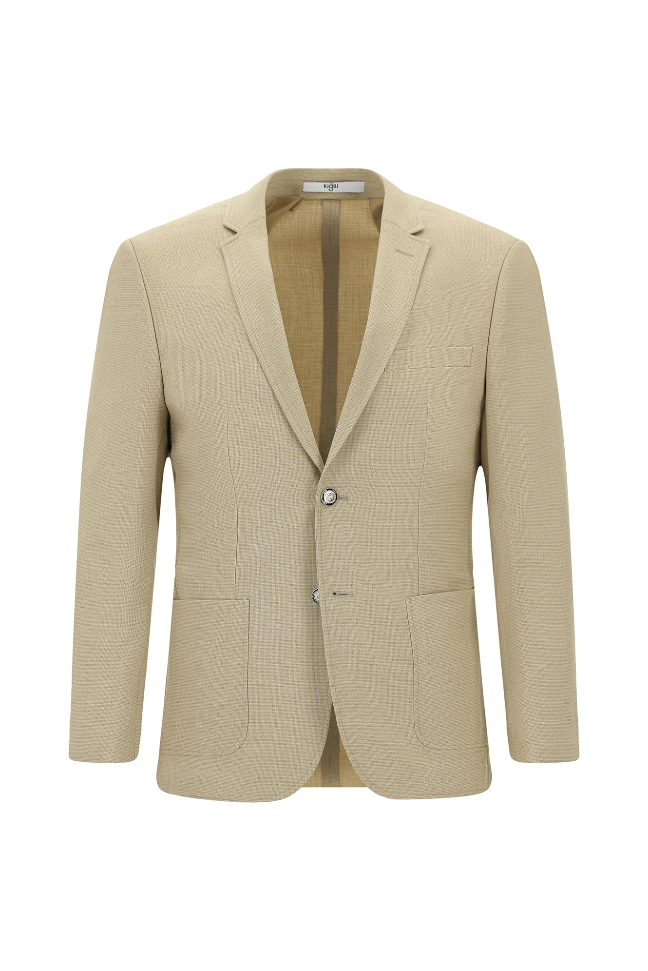 Açık Bej 7 Drop Super Slim Fit Eksra Dar Kesim Desenli Beli Lastikli İpli Spor Takım Elbise - Image 2