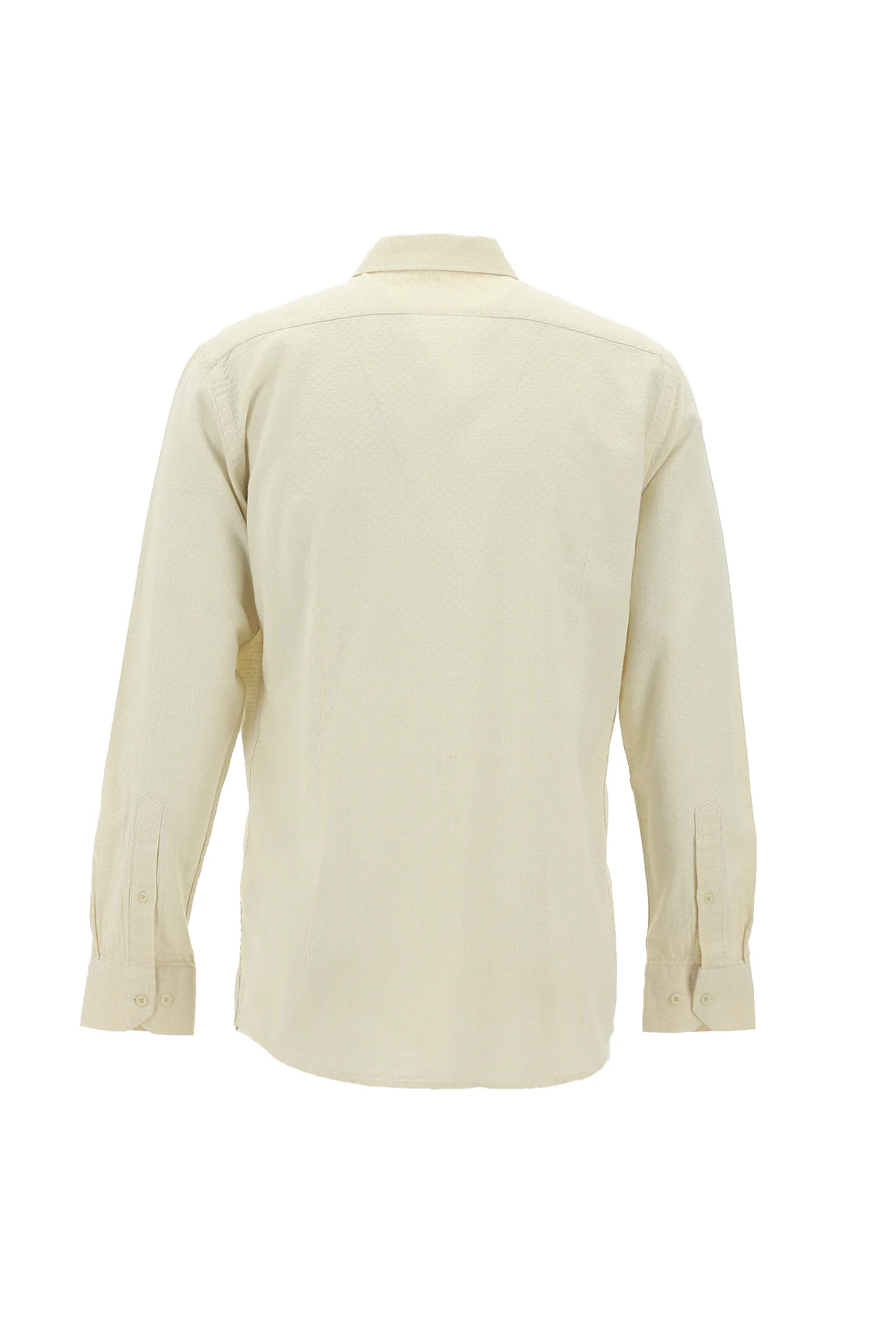 Açık Bej Uzun Kol Slim Fit Dar Kesim Spor Pamuk Gömlek - Image 2