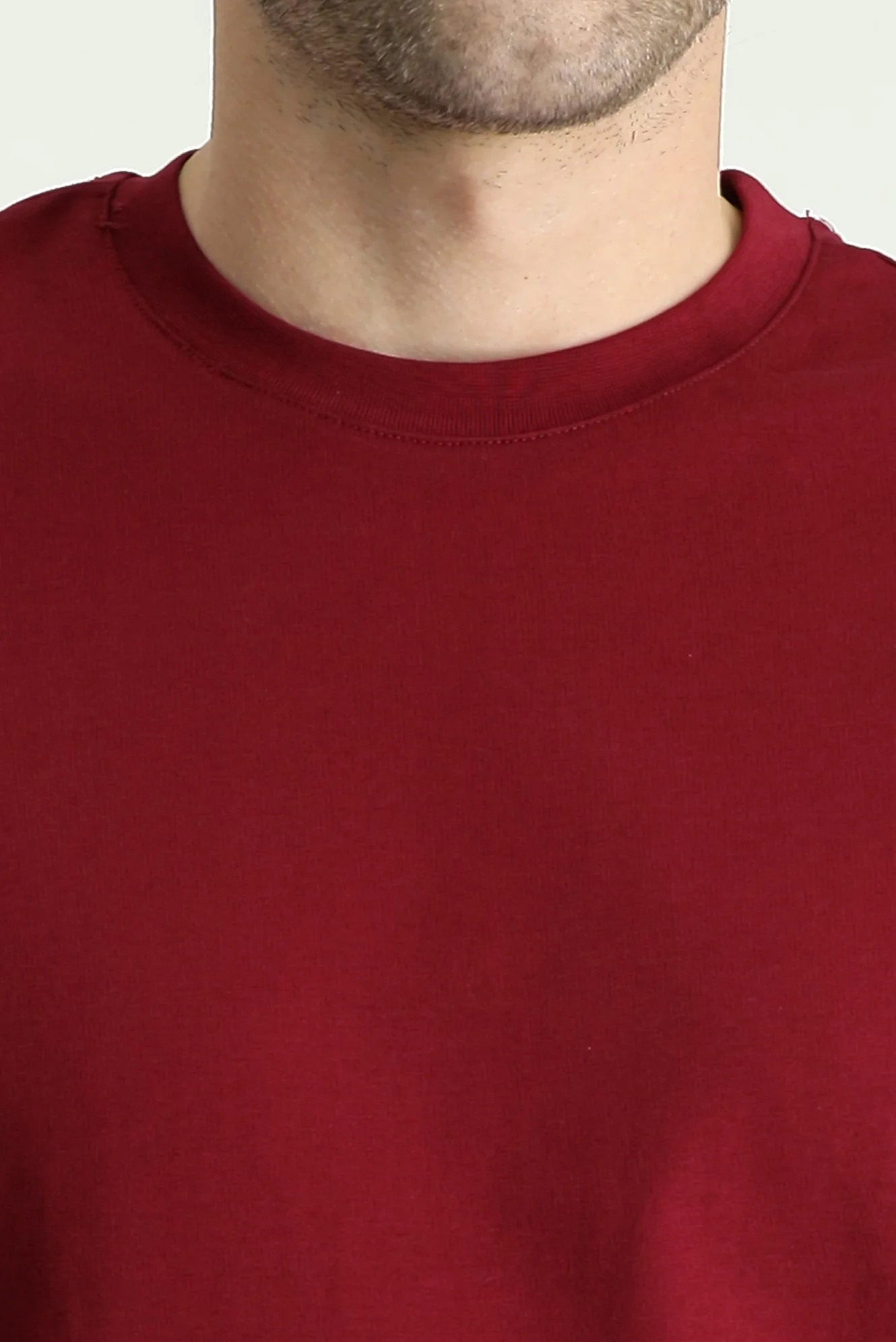 Açık Bordo Bisiklet Yaka Slim Fit %100 Pamuk Tişört - Image 4