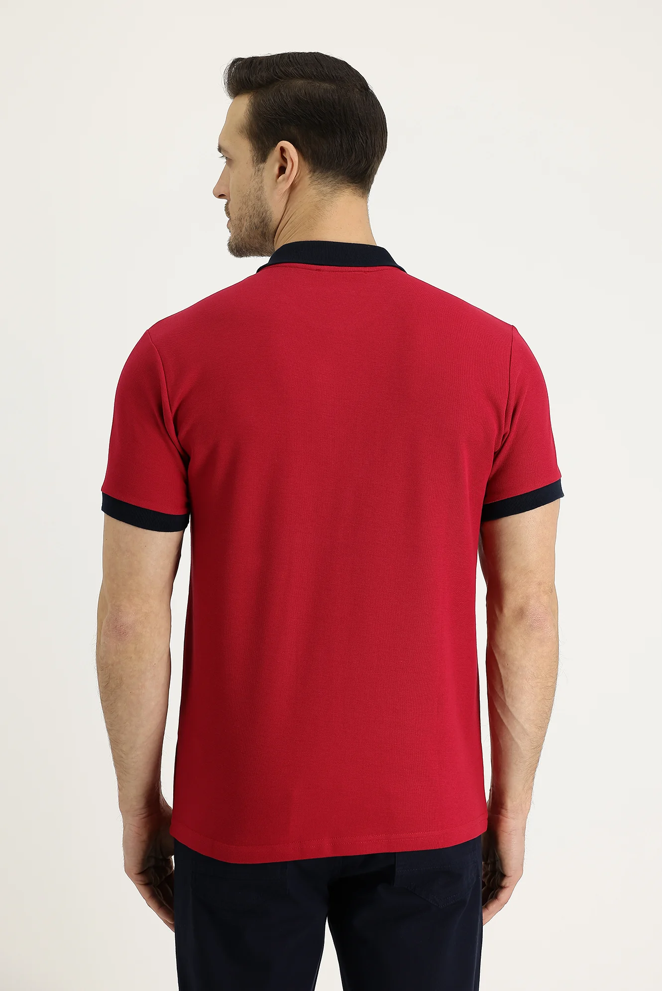 Açık Bordo Polo Yaka Desenli Tişört - Image 2