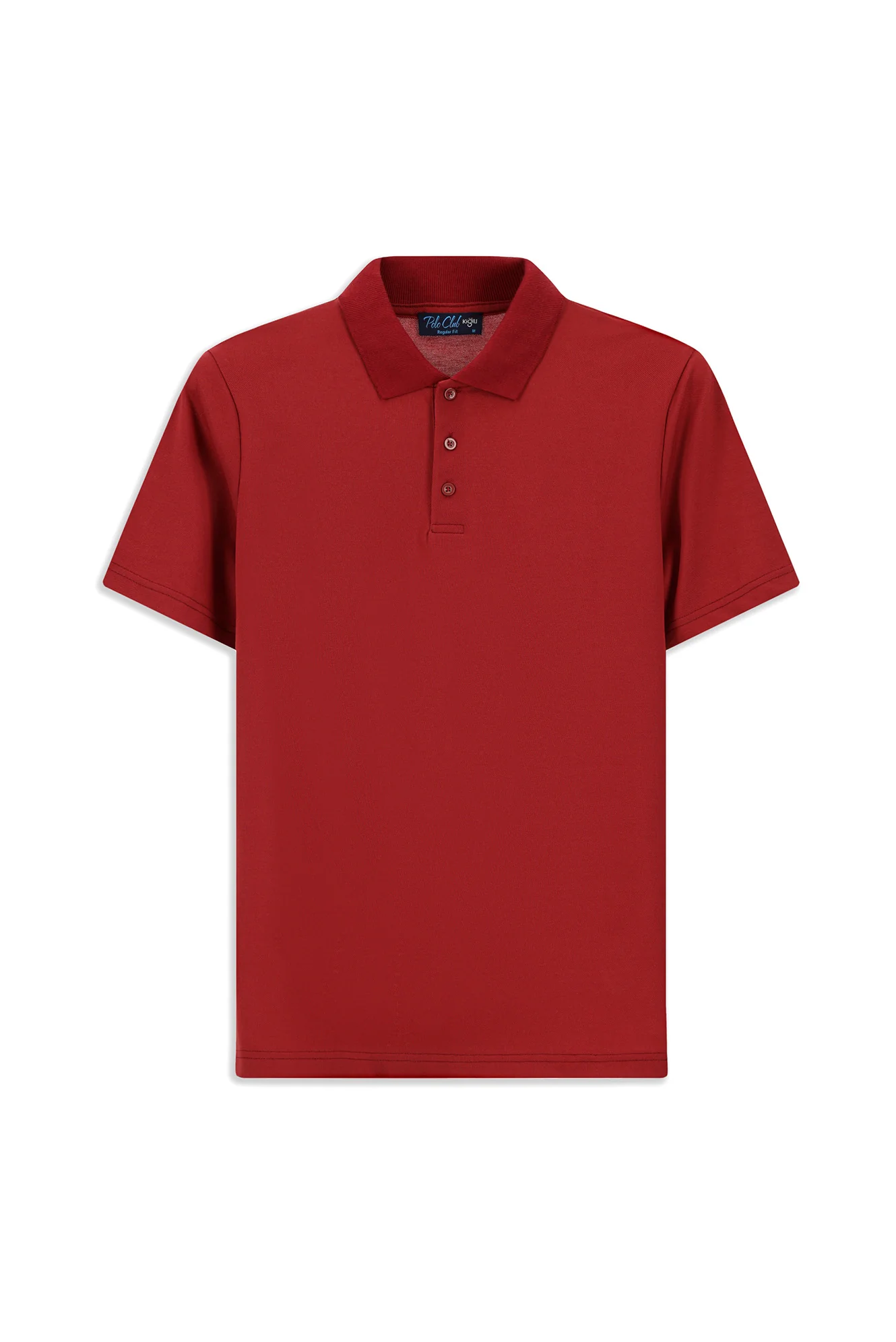 Açık Bordo Polo Yaka Regular Fit Nakışlı Pamuklu Tişört - Image 7