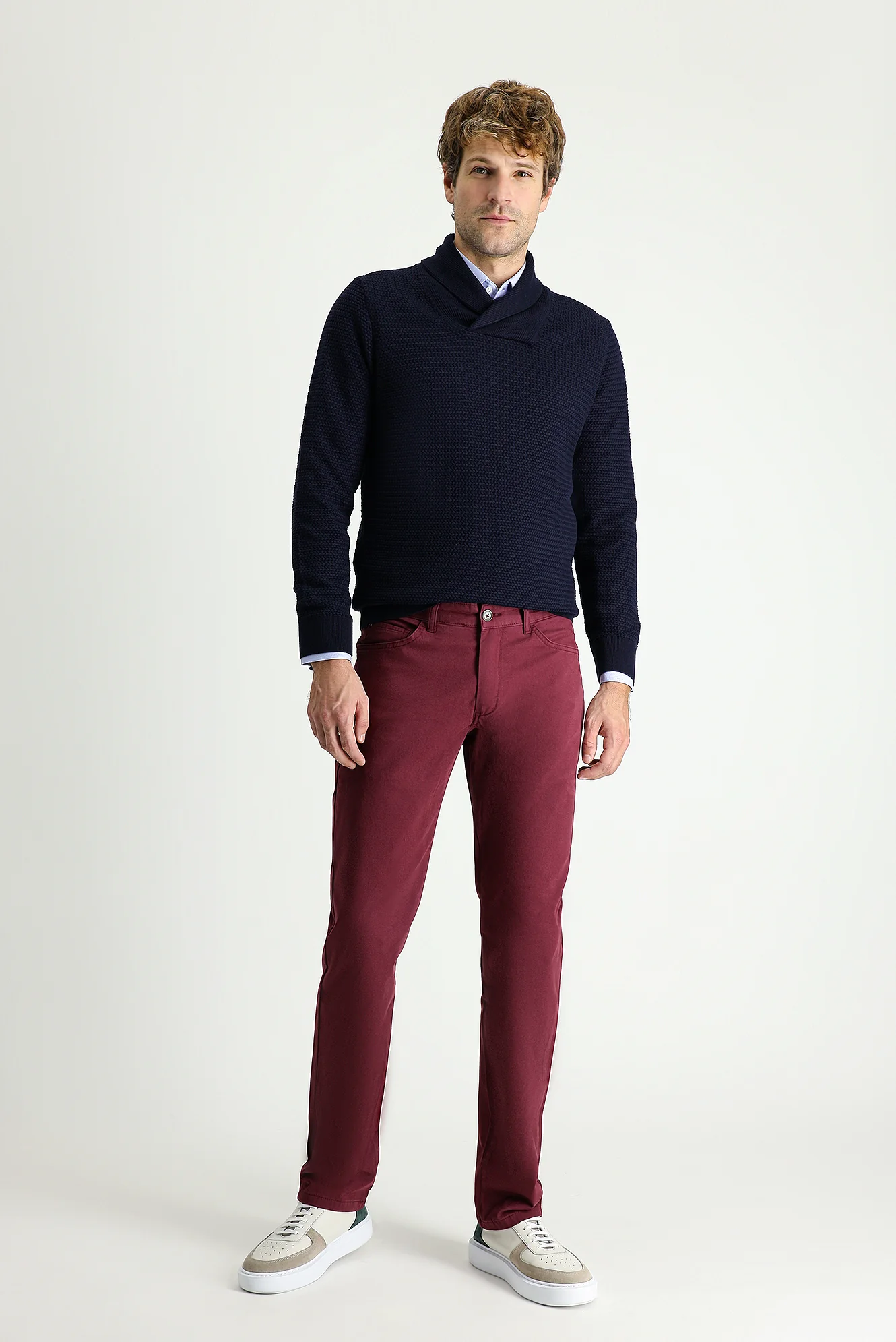 Açık Bordo Regular Fit Standart Kesim Likralı Kanvas / Chino Pantolon