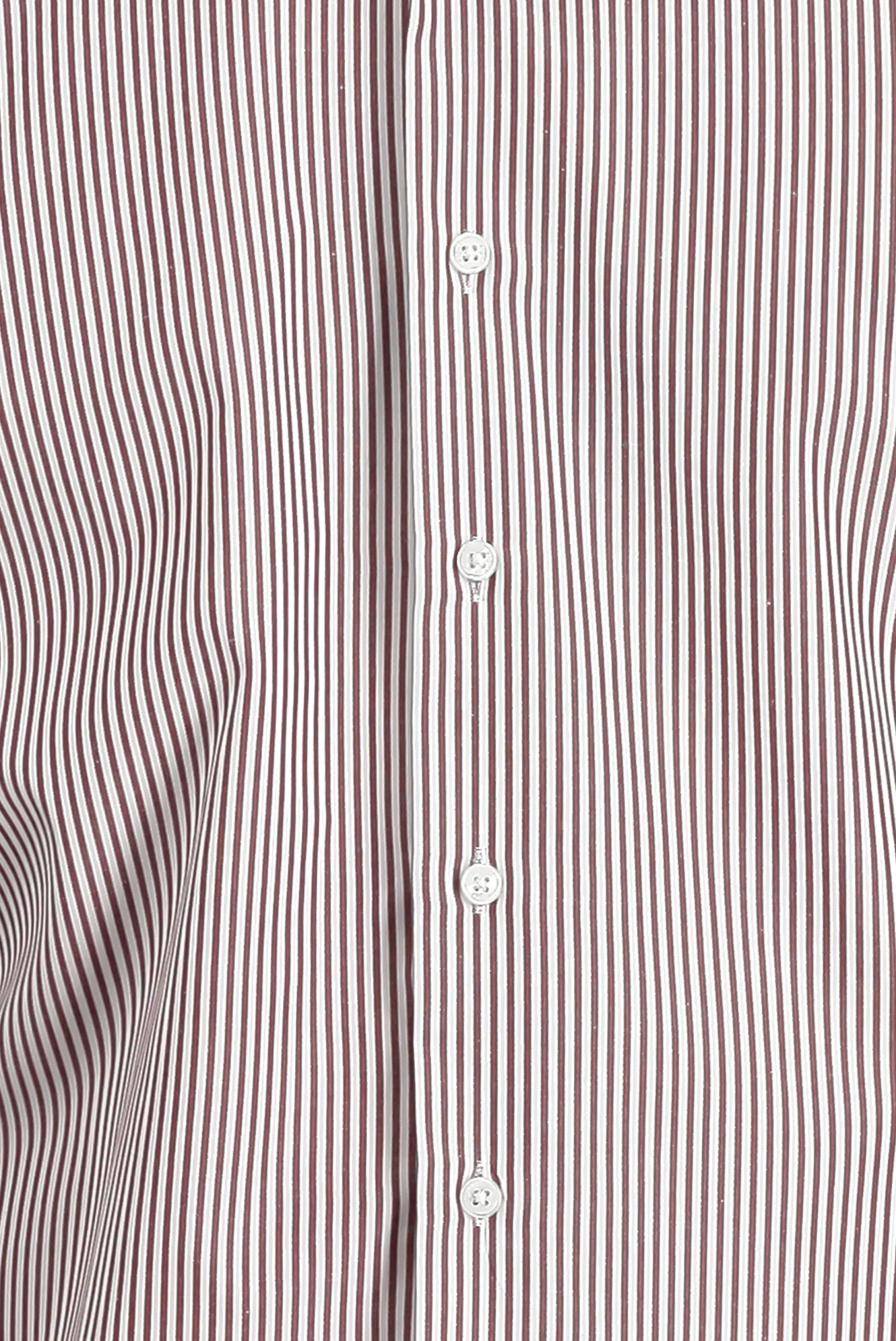 Açık Bordo Uzun Kol Slim Fit Dar Kesim Çizgili Pamuklu Gömlek - Image 4