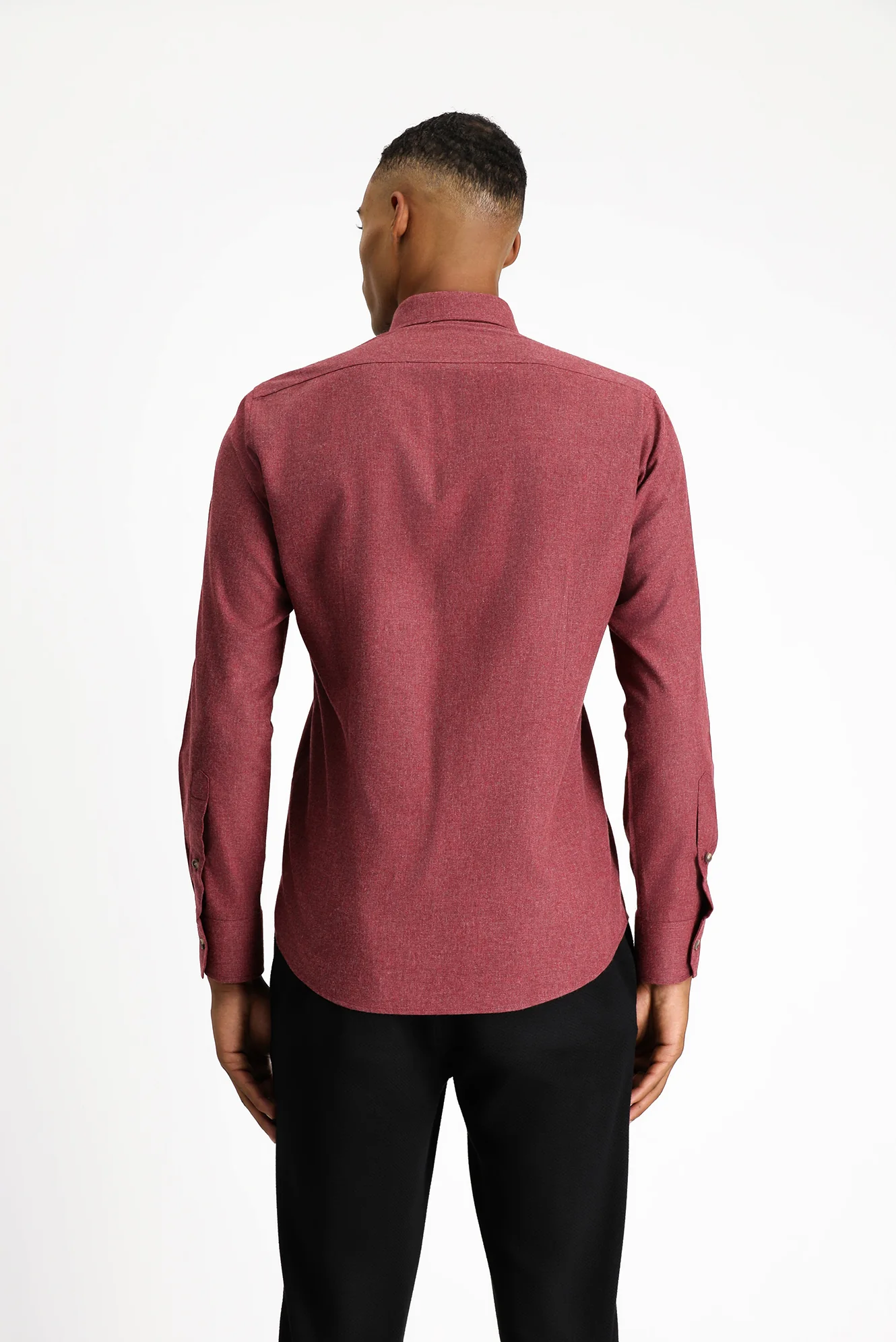 Açık Bordo Uzun Kol Slim Fit Dar Kesim Oduncu Spor Pamuklu Düğmeli Yaka Gömlek - Image 5