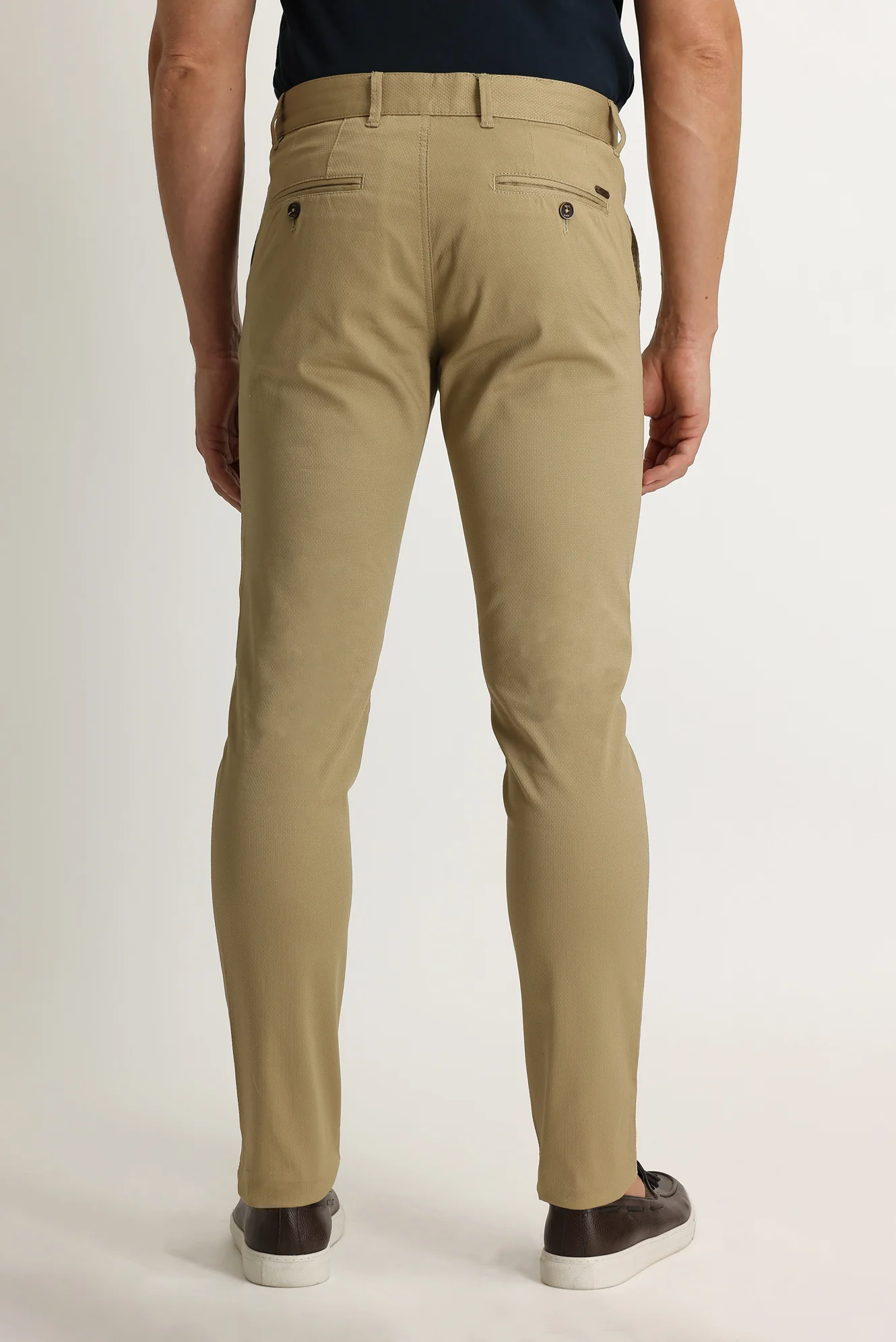 Açık Camel Slim Fit Dar Kesim Kuşgözü Likralı Kanvas / Chino Pantolon - Image 3