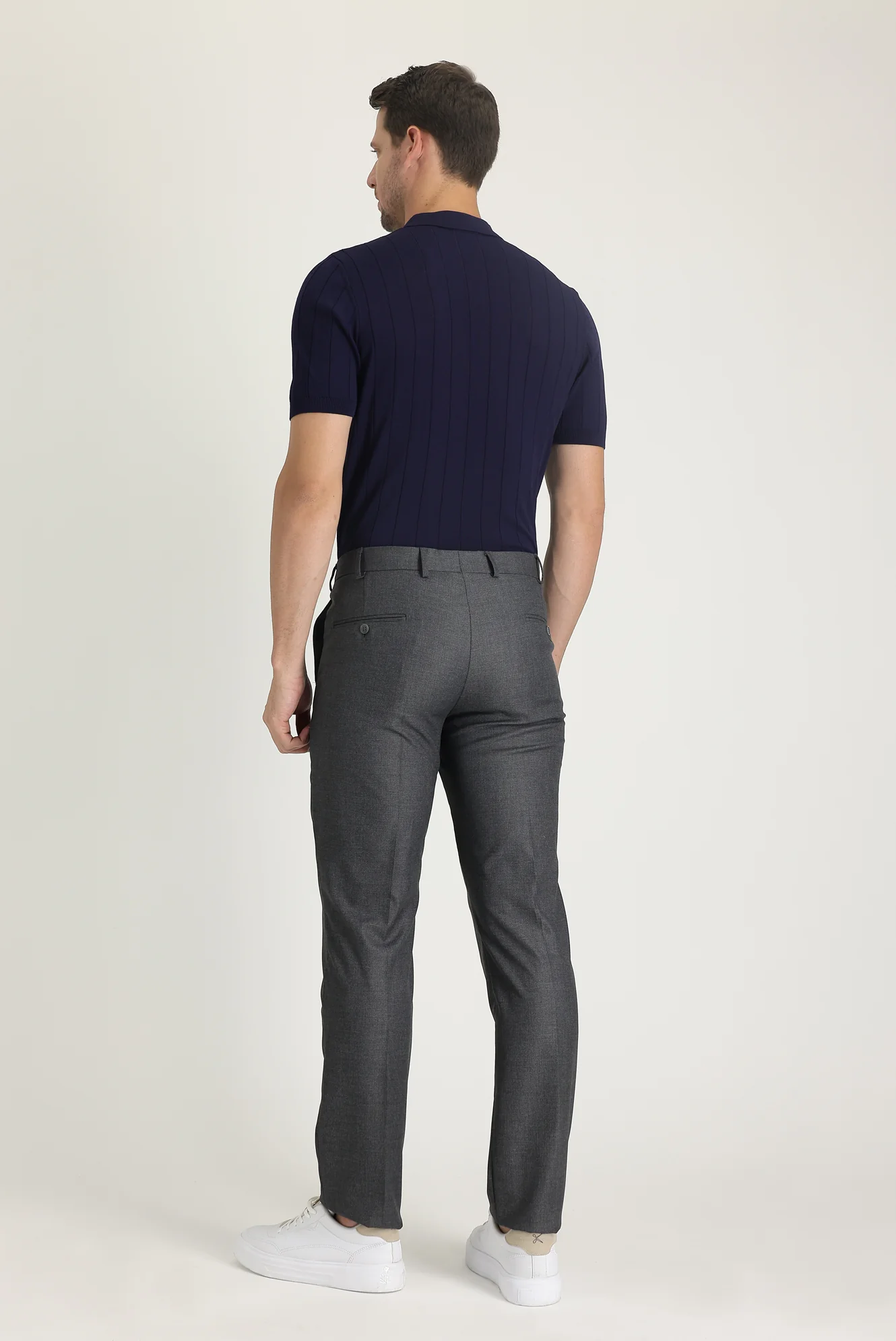 Açık Füme 4 Drop Relaxed Fit Rahat Kesim Likralı Klasik Kumaş Pantolon - Image 3