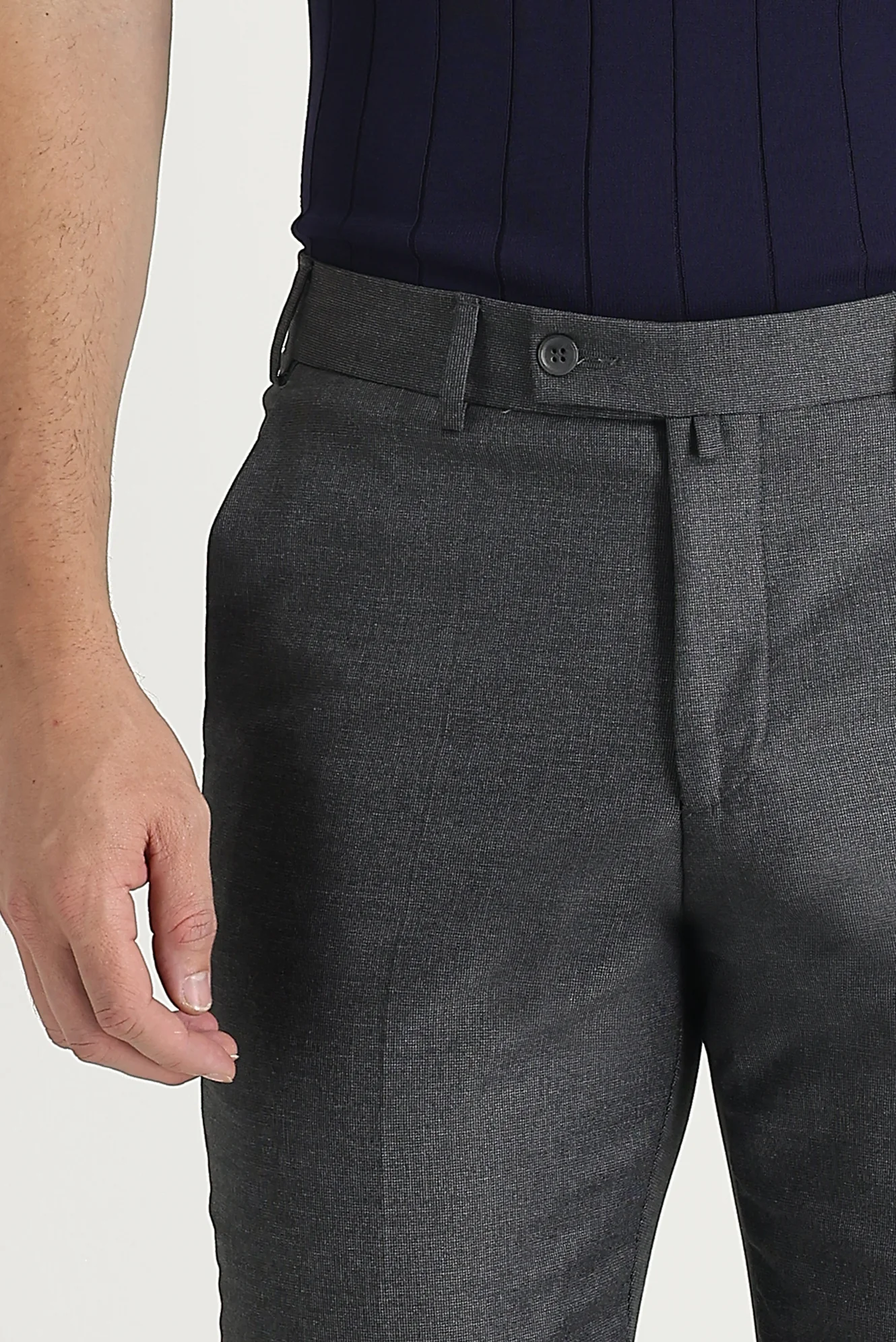 Açık Füme 7 Drop Slim Fit Dar Kesim Likralı Klasik Kumaş Pantolon - Image 2