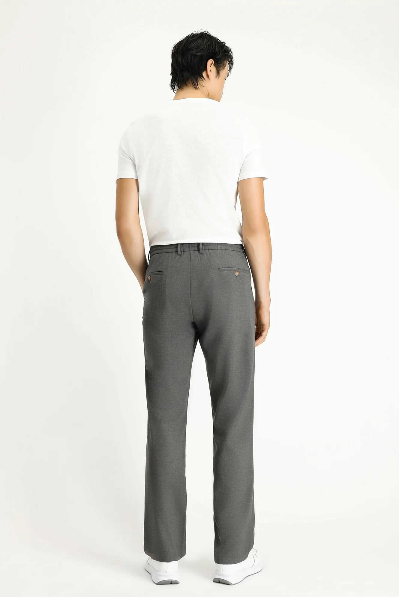 Açık Füme Regular Fit Standart Kesim Beli Lastikli İpli Pileli Spor Pantolon - Image 4