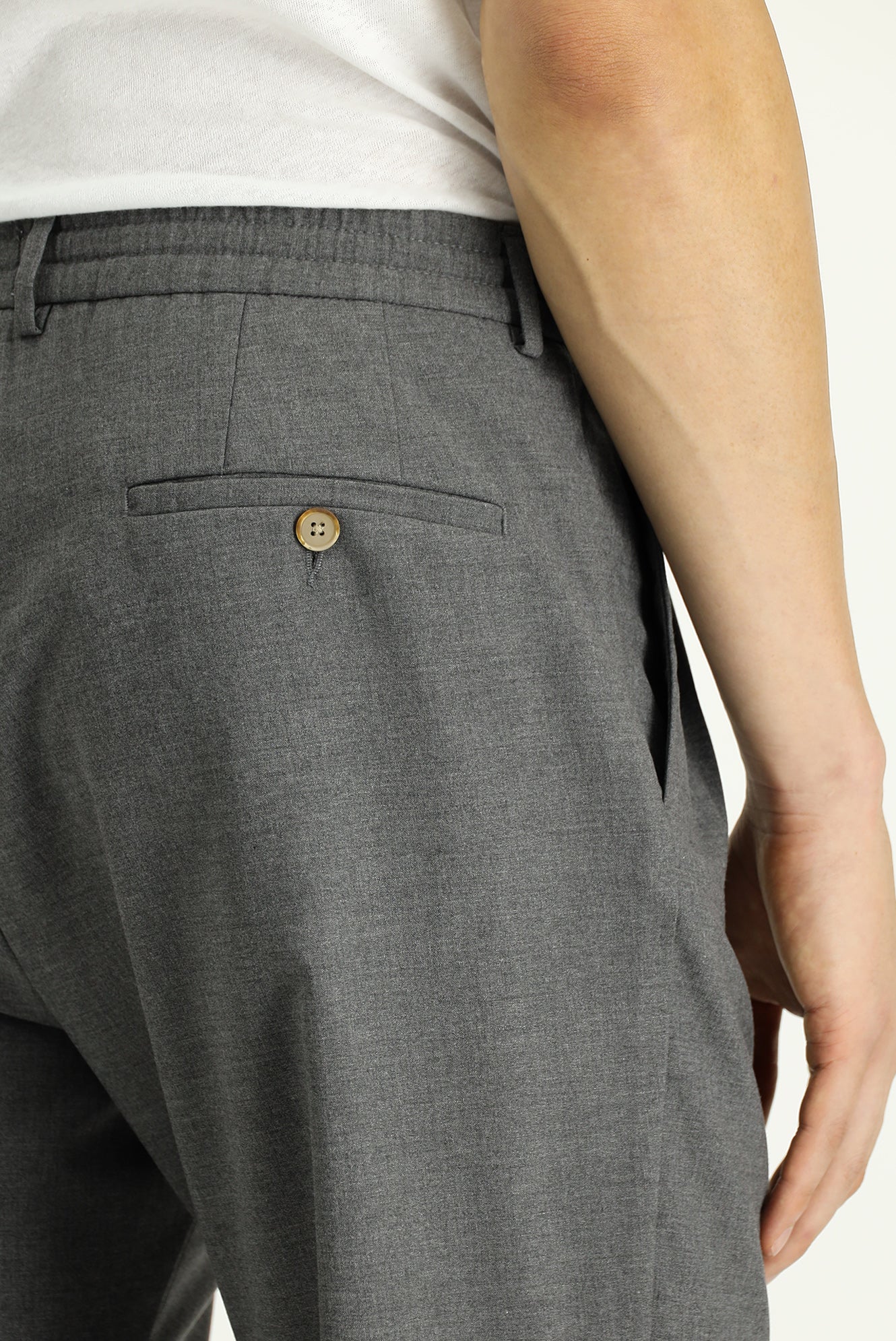 Açık Füme Regular Fit Standart Kesim Beli Lastikli İpli Pileli Spor Pantolon - Image 5