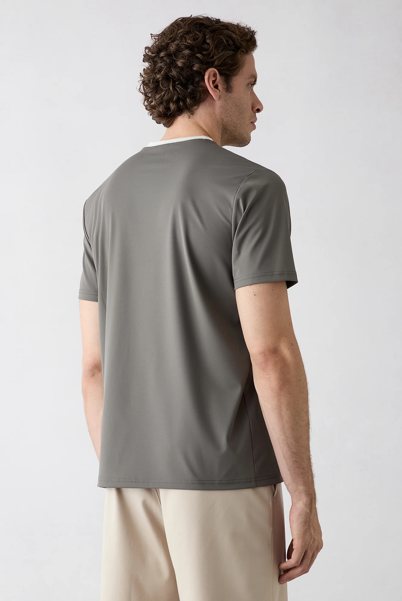 Açık Füme Techno-Line Regular Fit Bisiklet Yaka Likralı Esnek Baskılı Tişört - Image 6