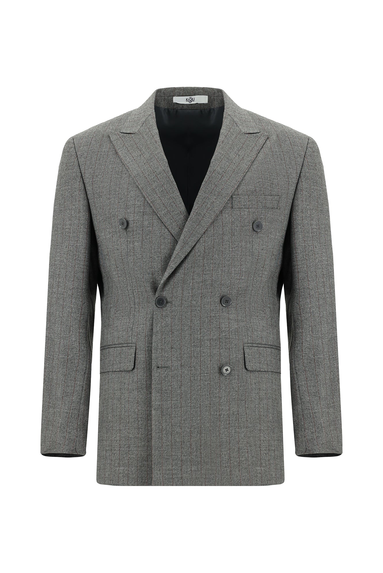 Açık Füme 6 Drop Regular Fit Standart Kesim Çizgili Kruvaze Takım Elbise - Image 2