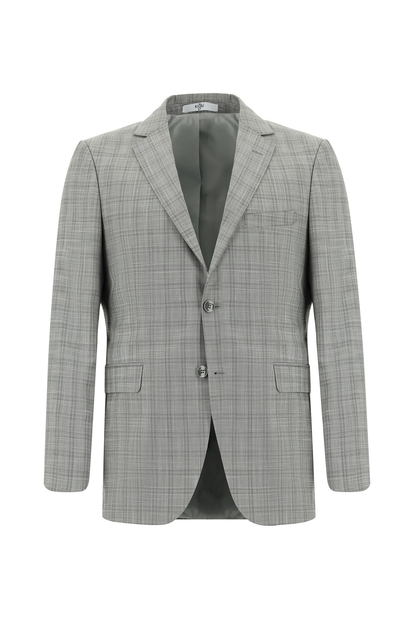 Açık Füme 6 Drop Regular Fit Standart Kesim Ekose Takım Elbise - Image 2