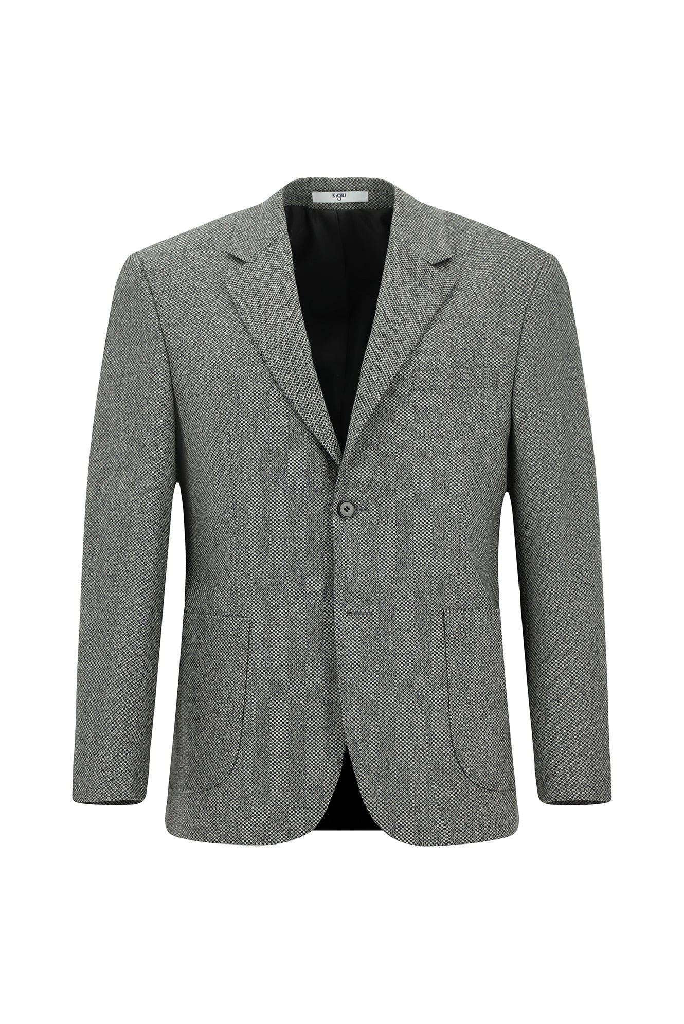 Açık Füme 4 Drop Relaxed Fit Rahat Kesim Desenli Yünlü Ceket