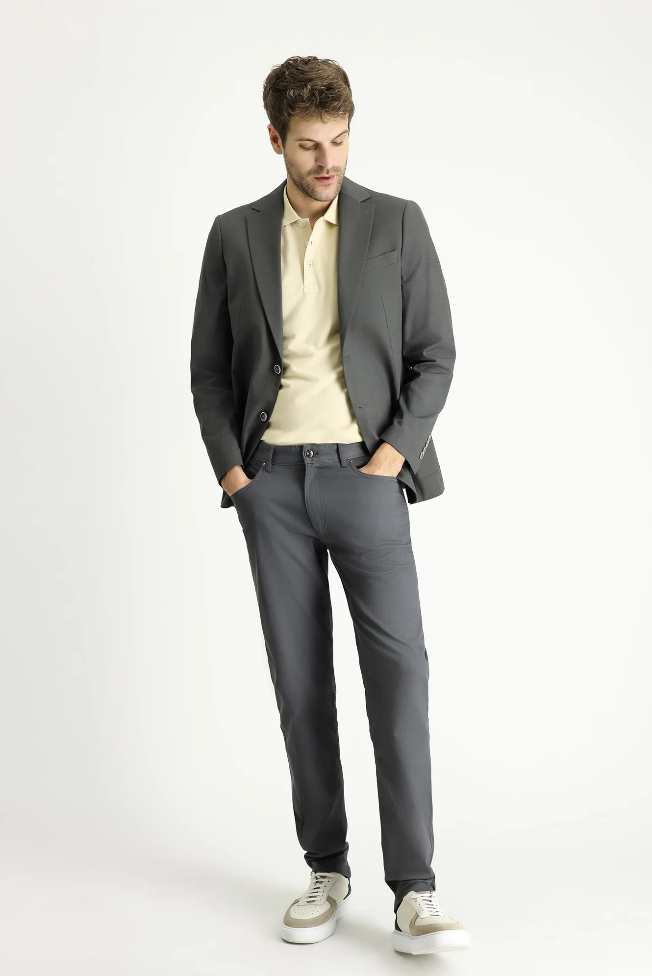 Açık Füme 6 Drop Regular Fit Standart Kesim Pamuklu Spor Ceket - Image 2