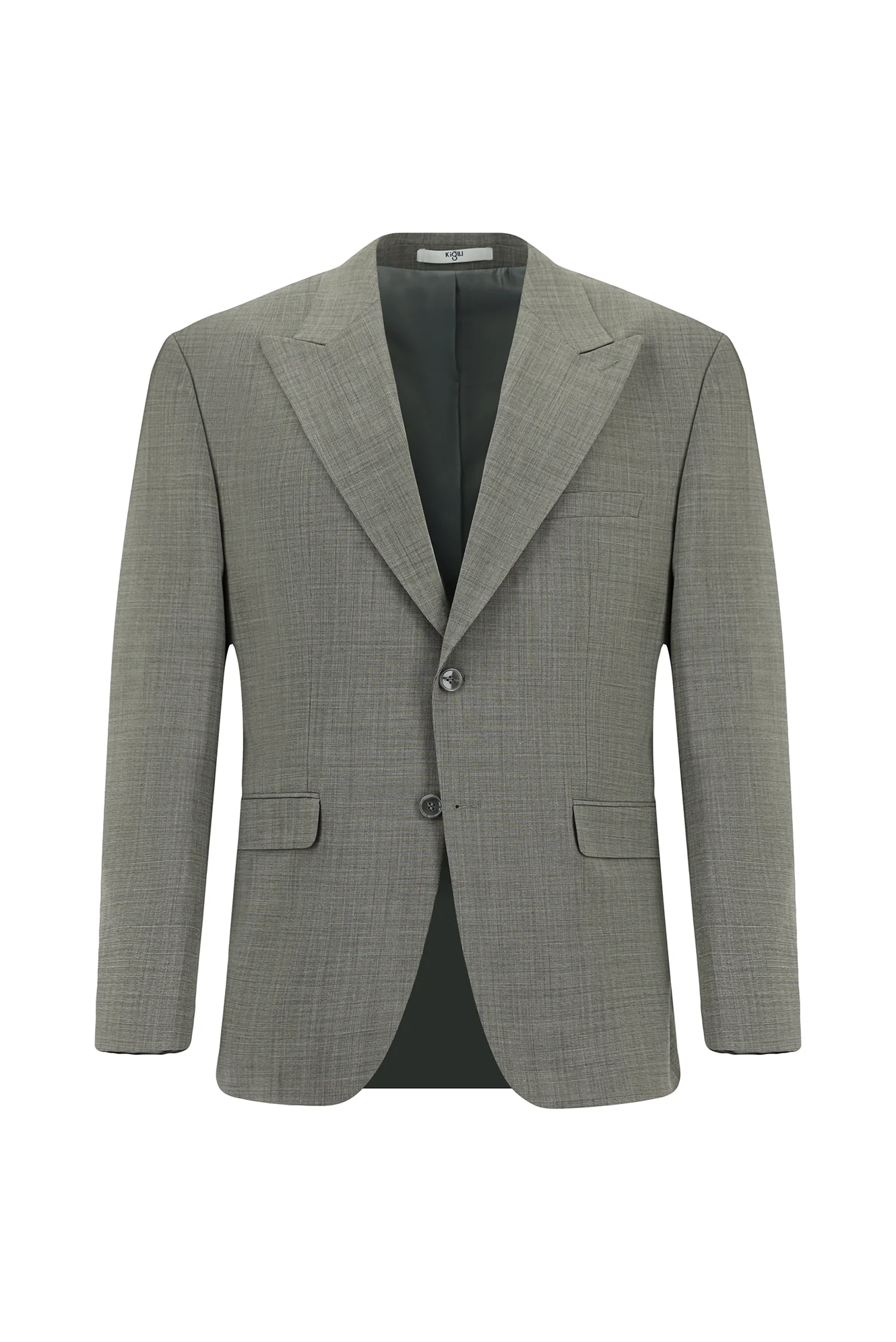 Açık Füme 4 Drop Relaxed Fit Rahat Kesim Yünlü Desenli Takım Elbise - Image 2