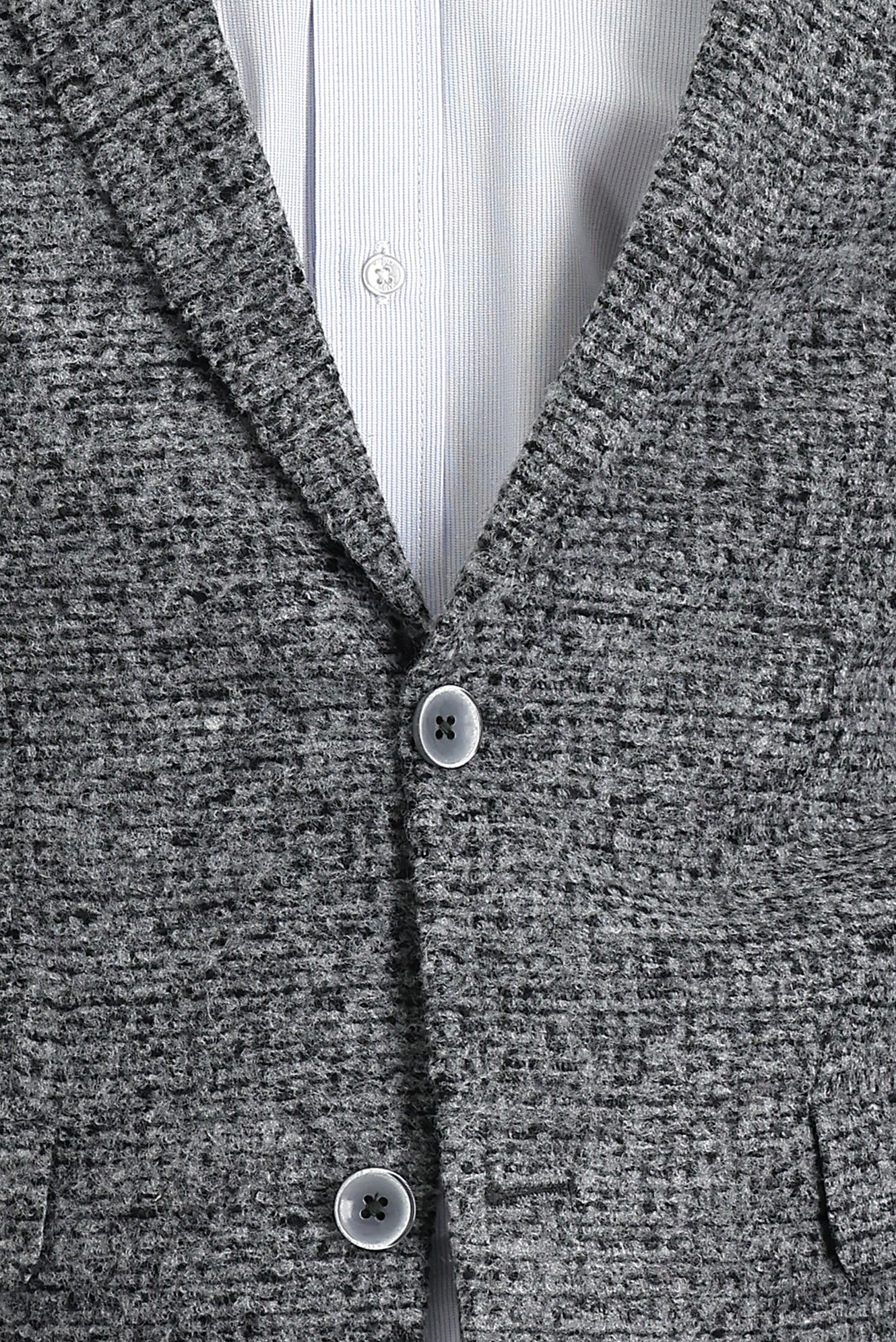 Açık Füme 6 Drop Regular Fit Standart Kesim Yünlü Kuşgözü Ceket - Image 3