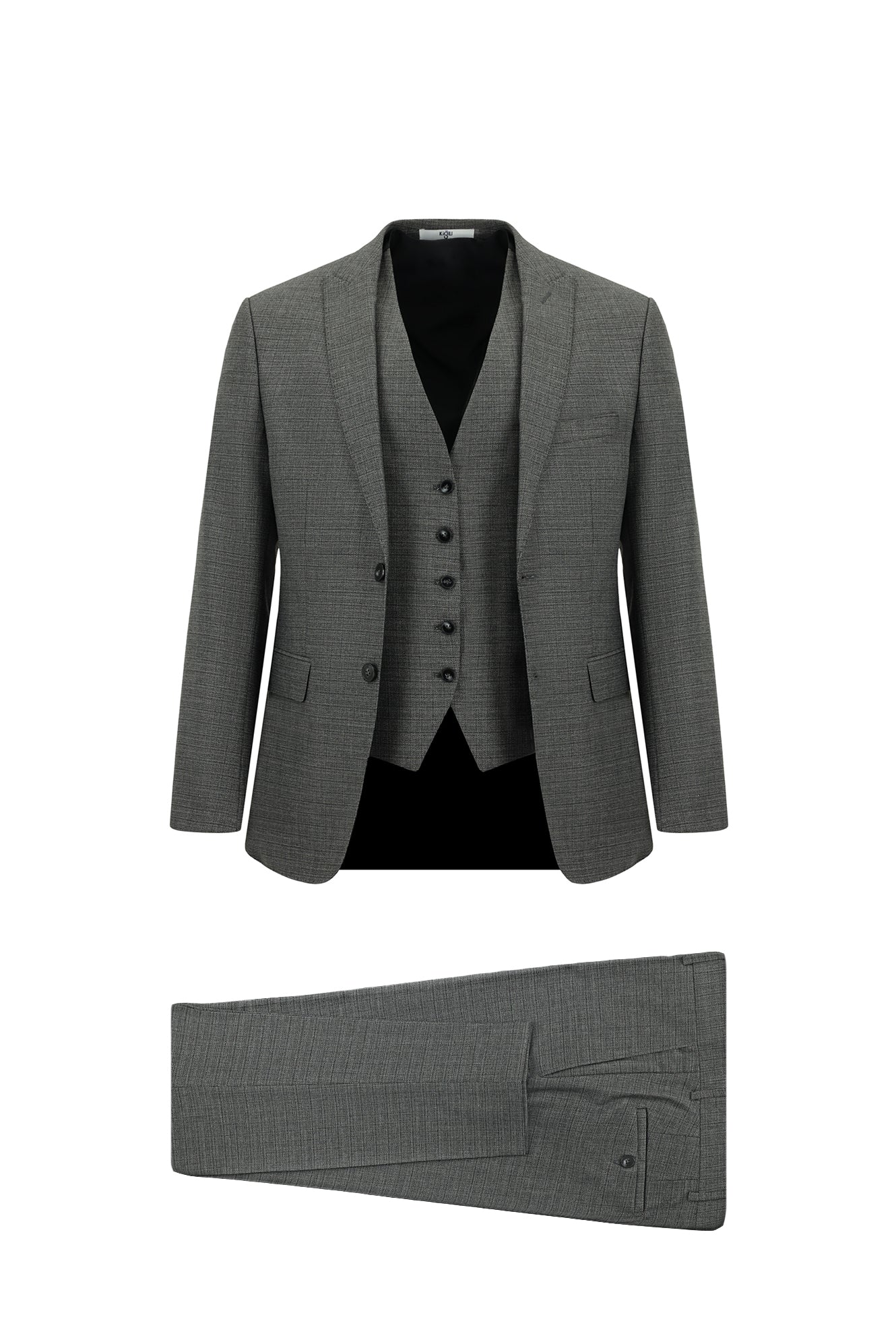 Açık Füme 7 Drop Slim Fit Dar Kesim Kombinli Yelekli Takım Elbise