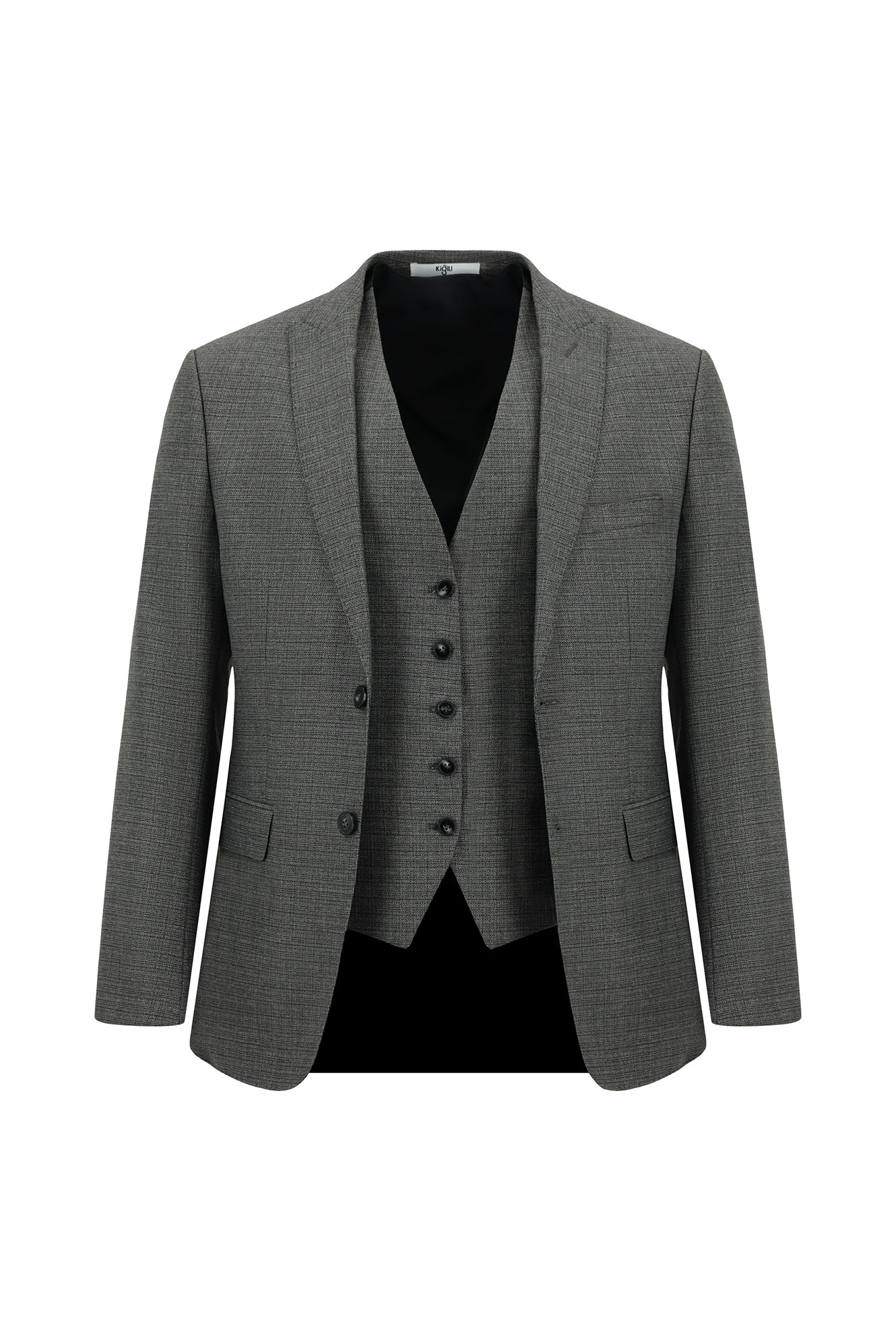 Açık Füme 7 Drop Slim Fit Dar Kesim Kombinli Yelekli Takım Elbise - Image 2