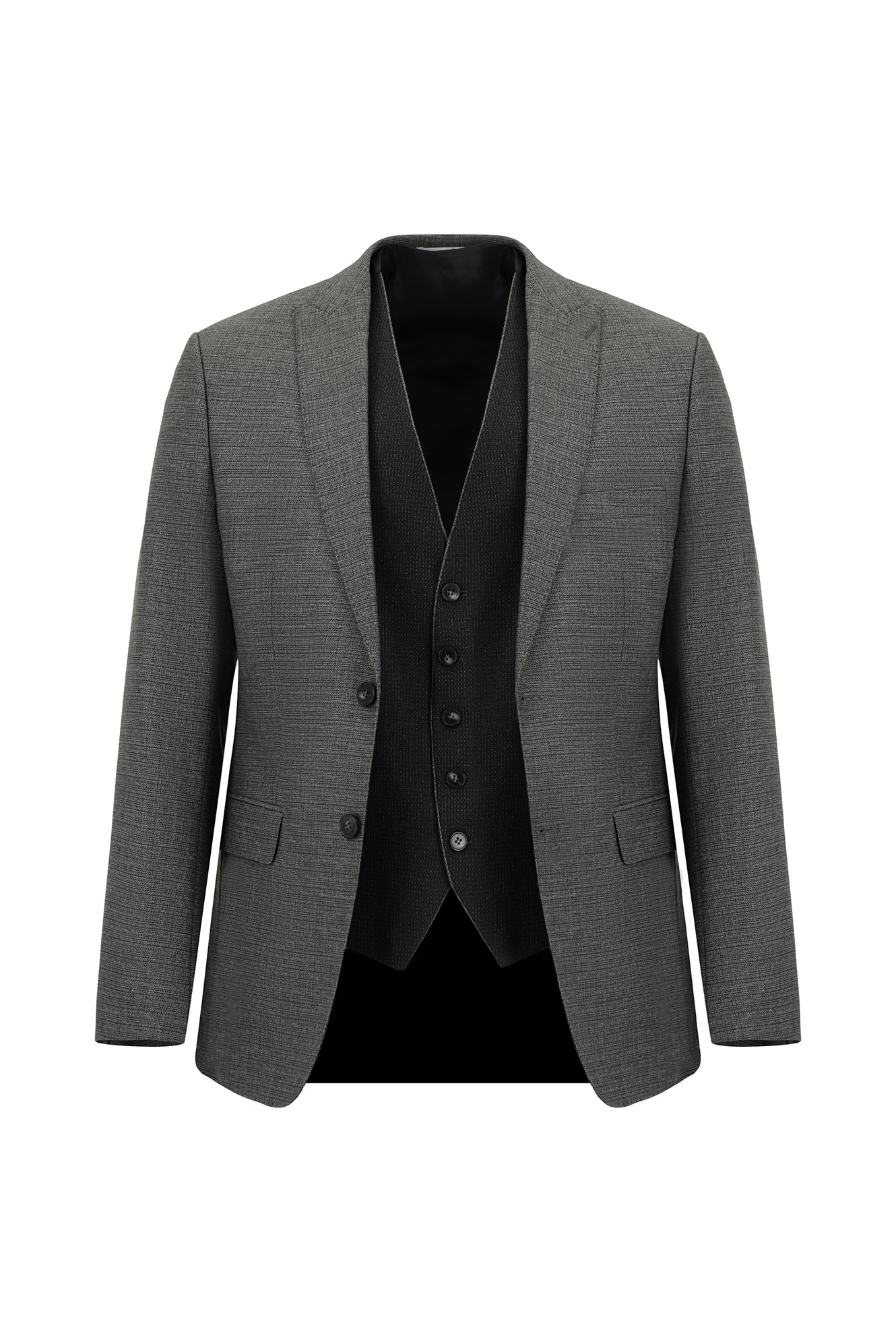 Açık Füme 7 Drop Slim Fit Dar Kesim Kombinli Yelekli Takım Elbise - Image 6