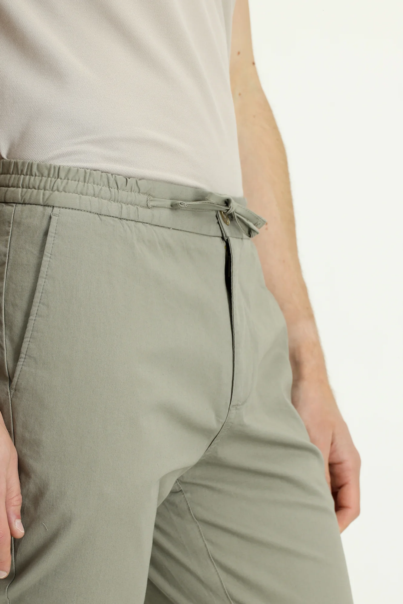 Açık Füme Slim Fit Dar Kesim Likralı Beli Lastikli İpli Jogger Pantolon - Image 5