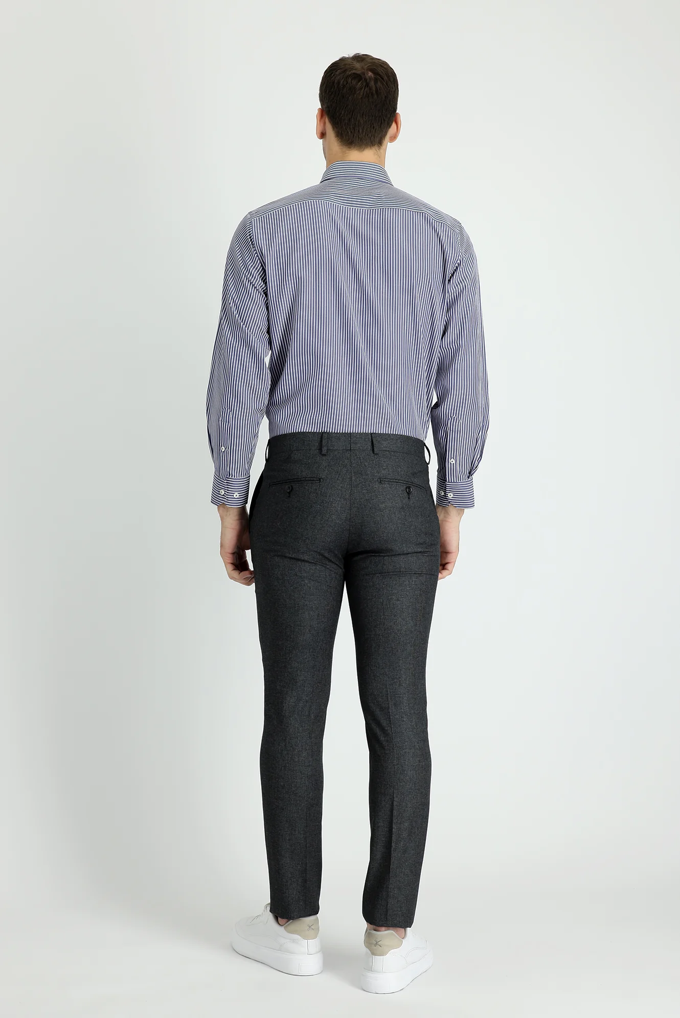 Açık Füme 7 Drop Super Slim Fit Eksra Dar Kesim Desenli Klasik Kumaş Pantolon - Image 3