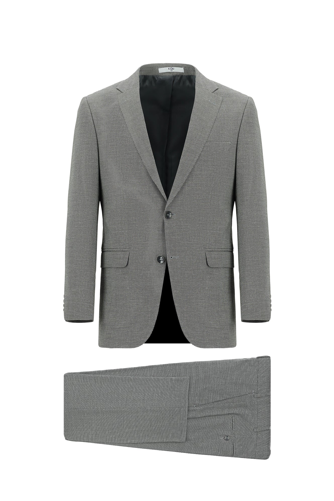Açık Füme 7 Drop Super Slim Fit Eksra Dar Kesim Desenli Takım Elbise