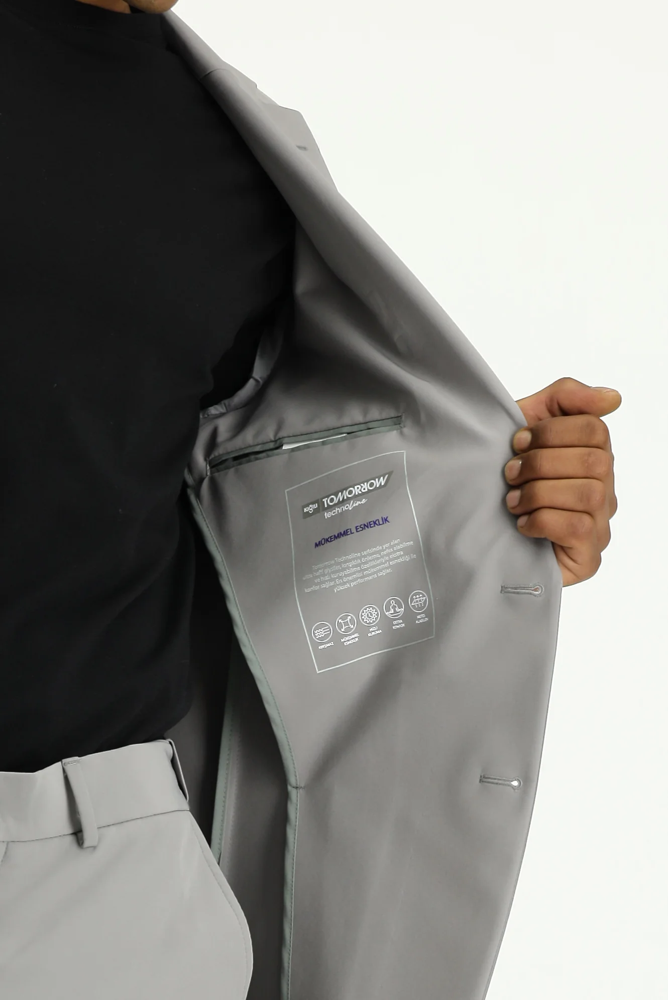 Açık Füme Techno-Line 7 Drop Super Slim Fit Eksra Dar Kesim Takım Elbise - Image 9