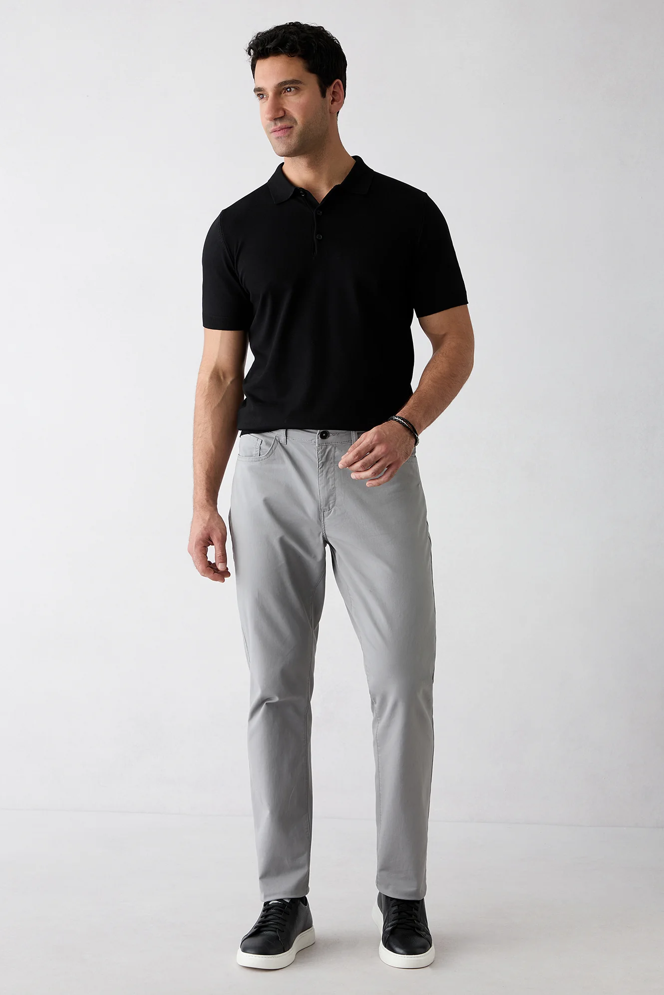 Açık Gri Regular Fit Standart Kesim Likralı 5 Cep Kanvas / Chino Pantolon