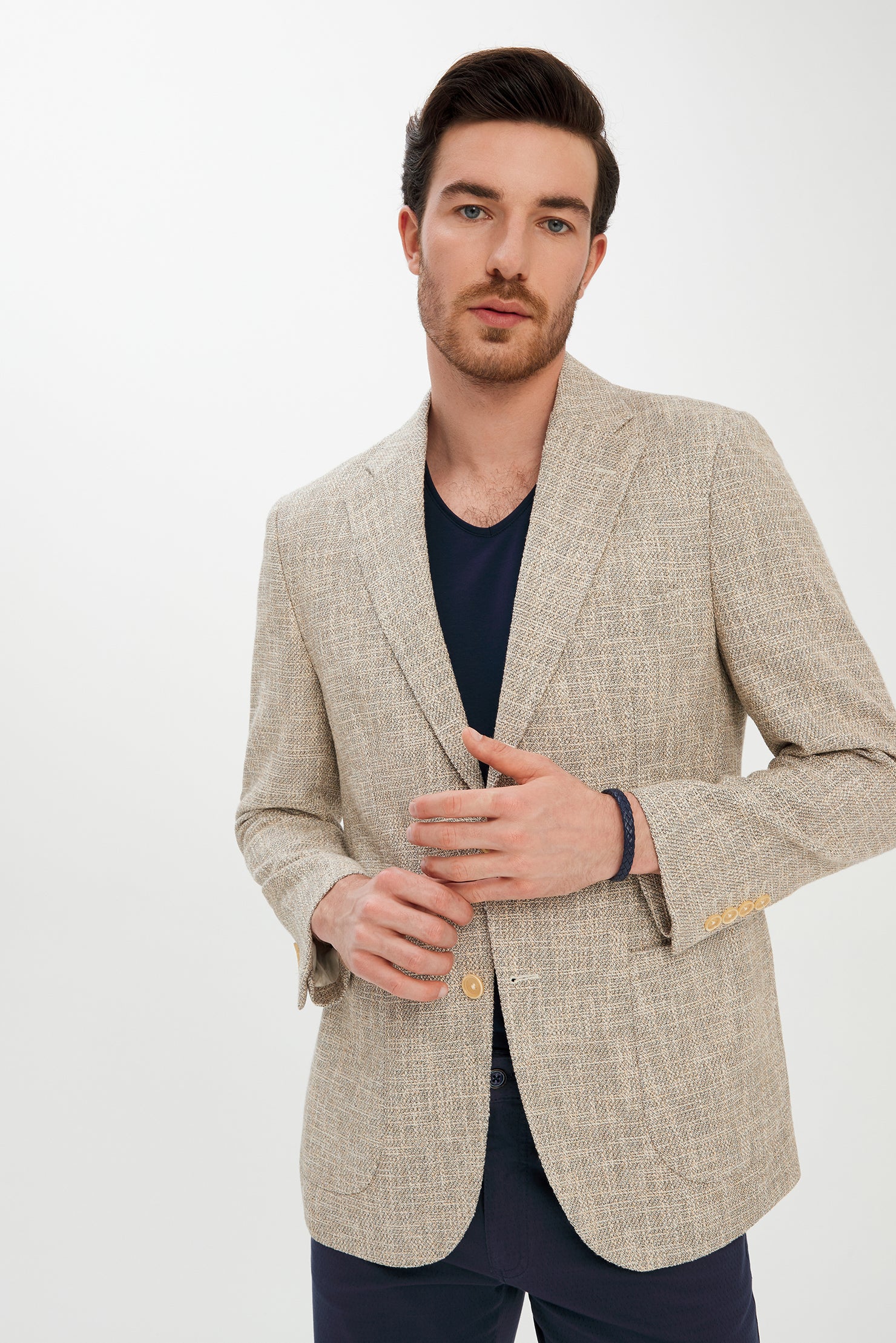 Açık Gri 7 Drop Slim Fit Dar Kesim Ceket - Image 2