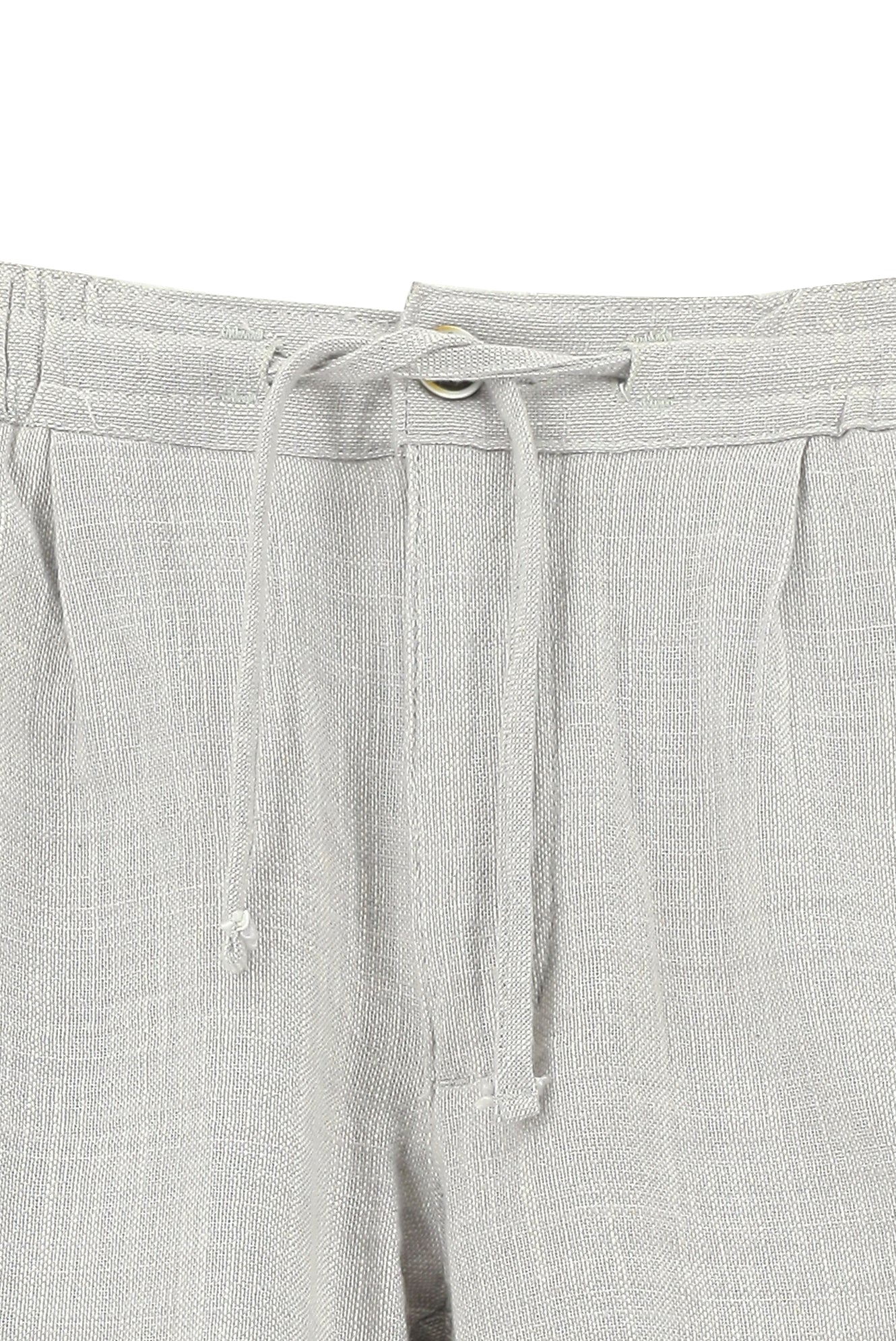 Açık Gri Slim Fit Dar Kesim Beli Lastikli İpli Pamuk Bermuda Şort - Image 3