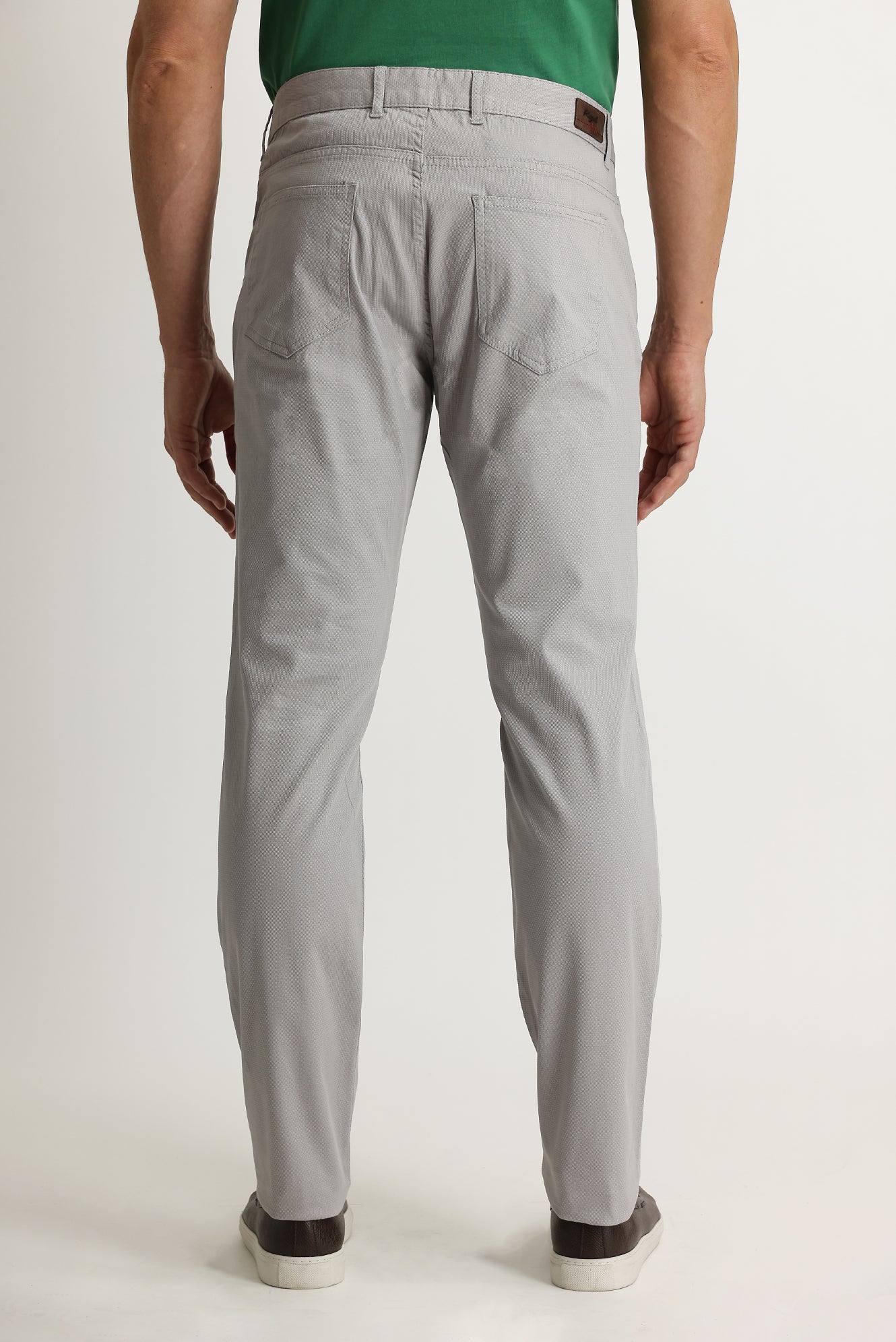 Açık Gri Relaxed Fit Rahat Kesim Desenli Likralı Kanvas / Chino Pantolon - Image 4