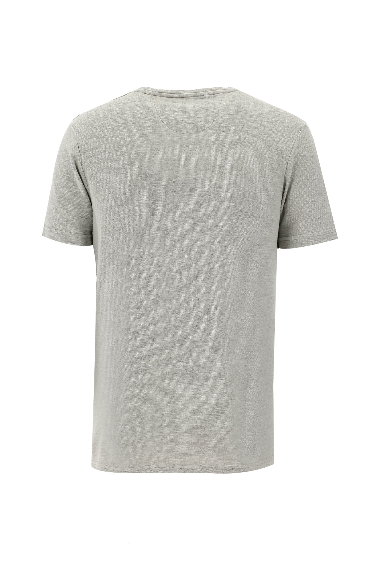 Açık Gri Eco-Line Bisiklet Yaka Slim Fit Dar Kesim Baskılı Pamuk Tişört - Image 2