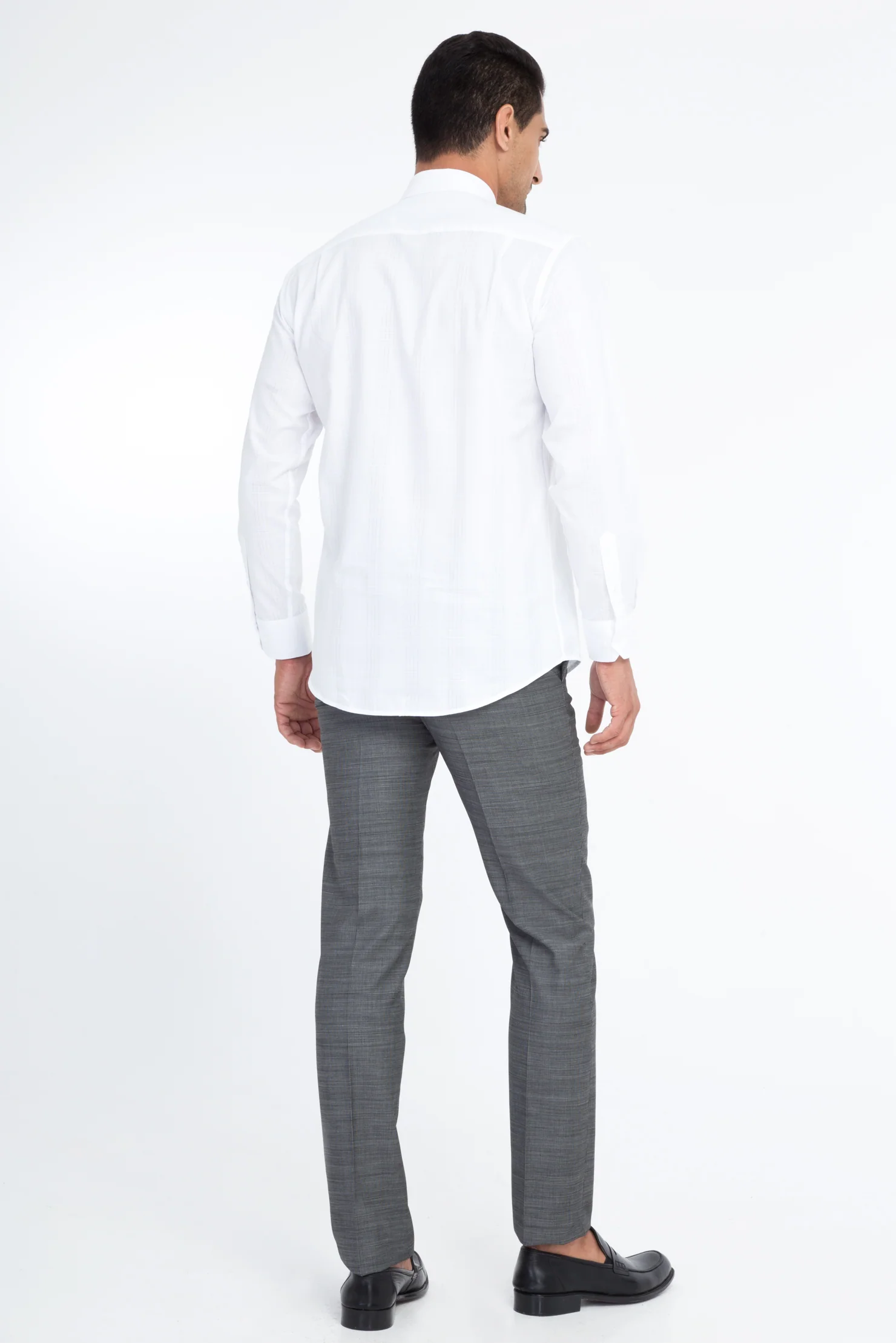 Açık Gri 6 Drop Regular Fit Standart Kesim Kuşgözü Klasik Kumaş Pantolon - Image 3