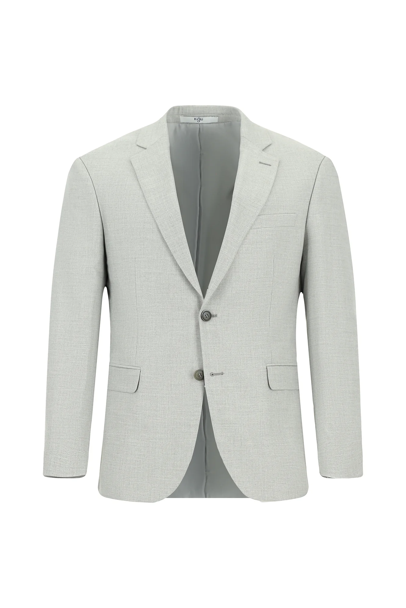 Açık Gri 6 Drop Regular Fit Standart Kesim Desenli Takım Elbise - Image 2