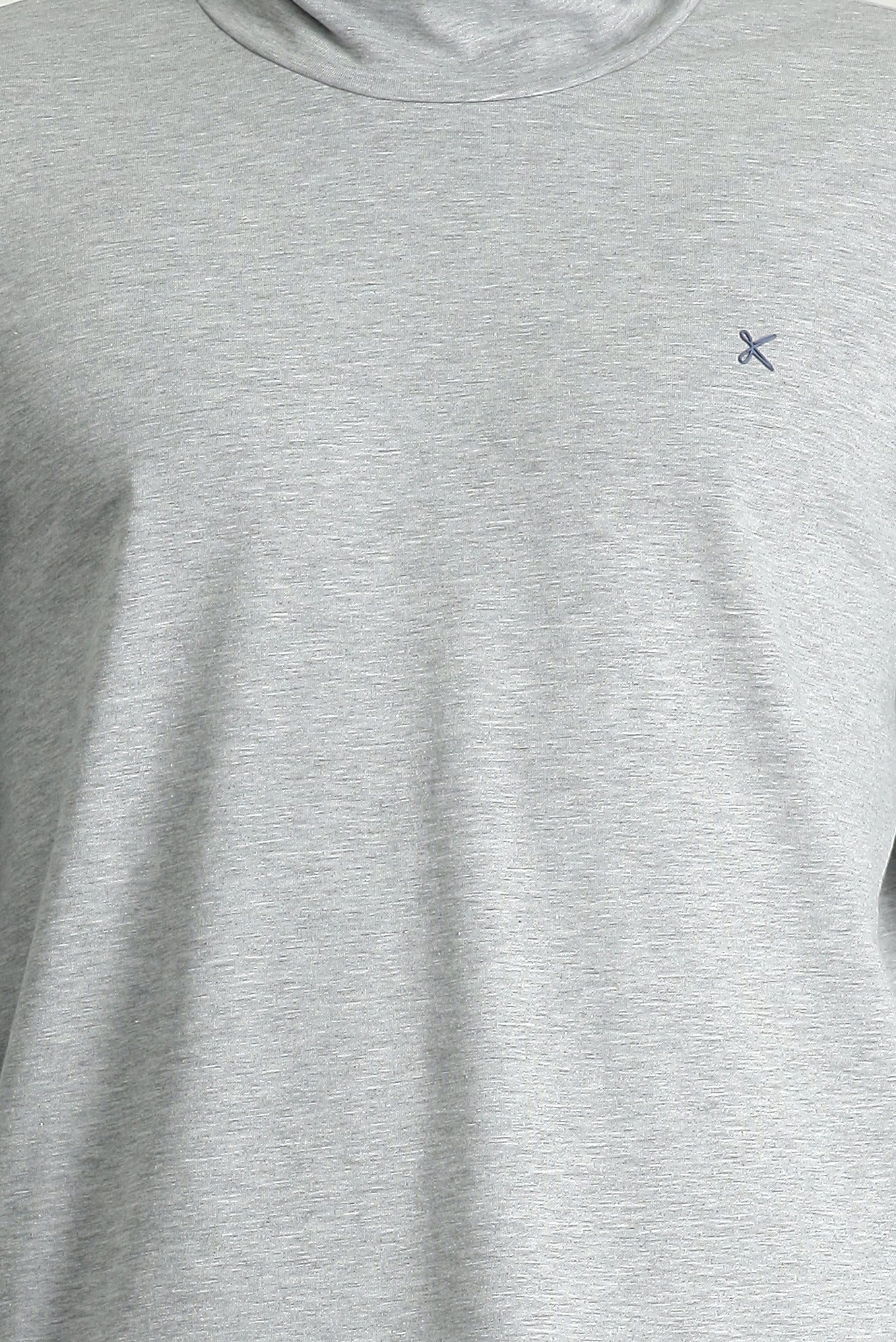 Açık Gri Melanj Balıkçı Yaka Slim Fit Dar Kesim Pamuklu Sweatshirt - Image 5