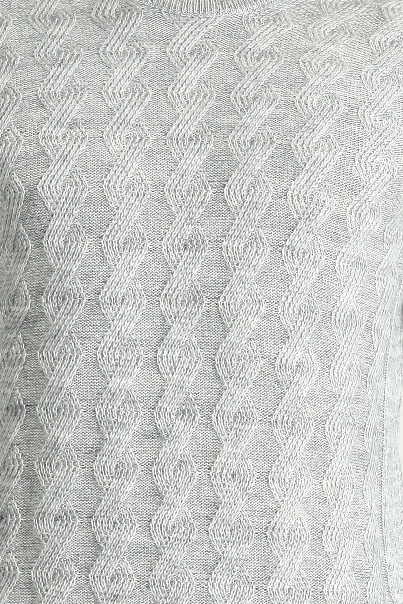 Açık Gri Melanj Bisiklet Yaka Slim Fit Dar Kesim Desenli Triko Kazak - Image 5