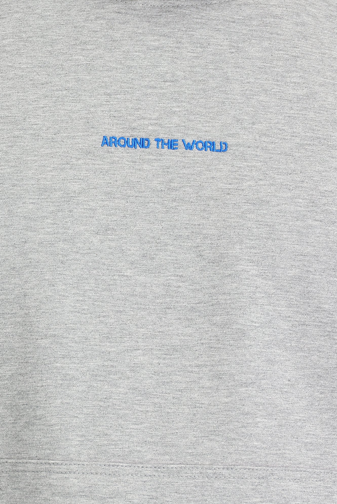 Açık Gri Melanj Kapüşonlu Nakışlı Sweatshirt - Image 4