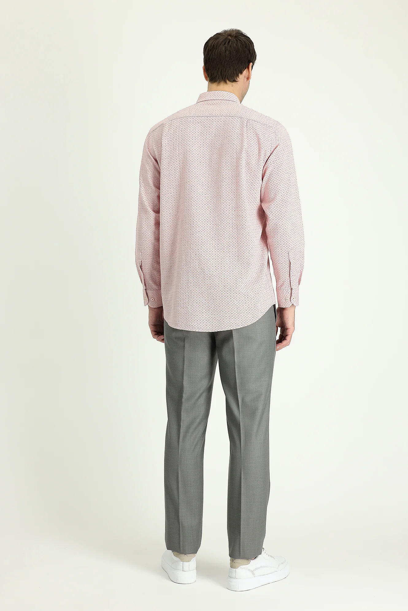 Açık Gri Melanj 7 Drop Slim Fit Dar Kesim Klasik Kumaş Pantolon - Image 3