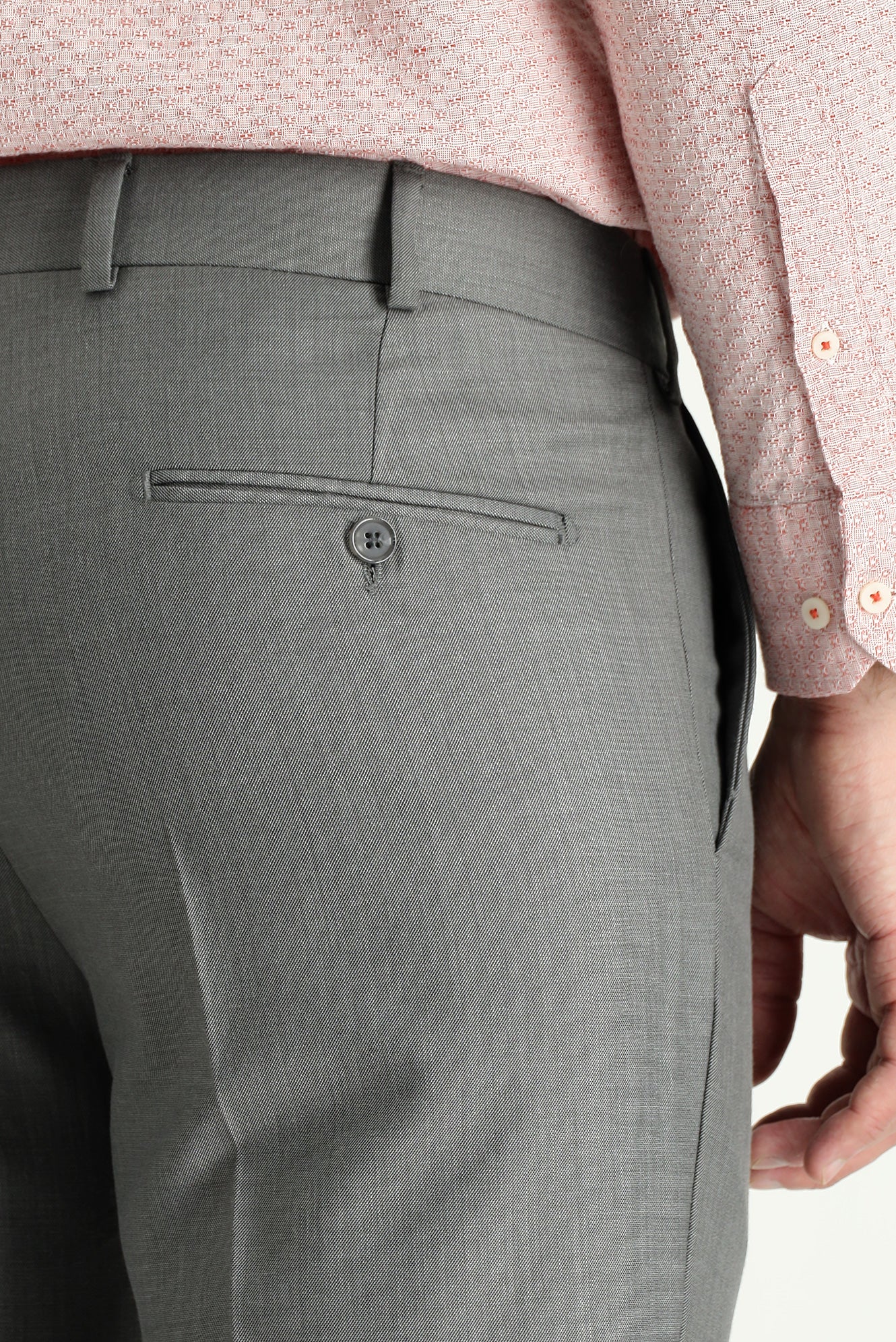 Açık Gri Melanj 7 Drop Slim Fit Dar Kesim Klasik Kumaş Pantolon - Image 4