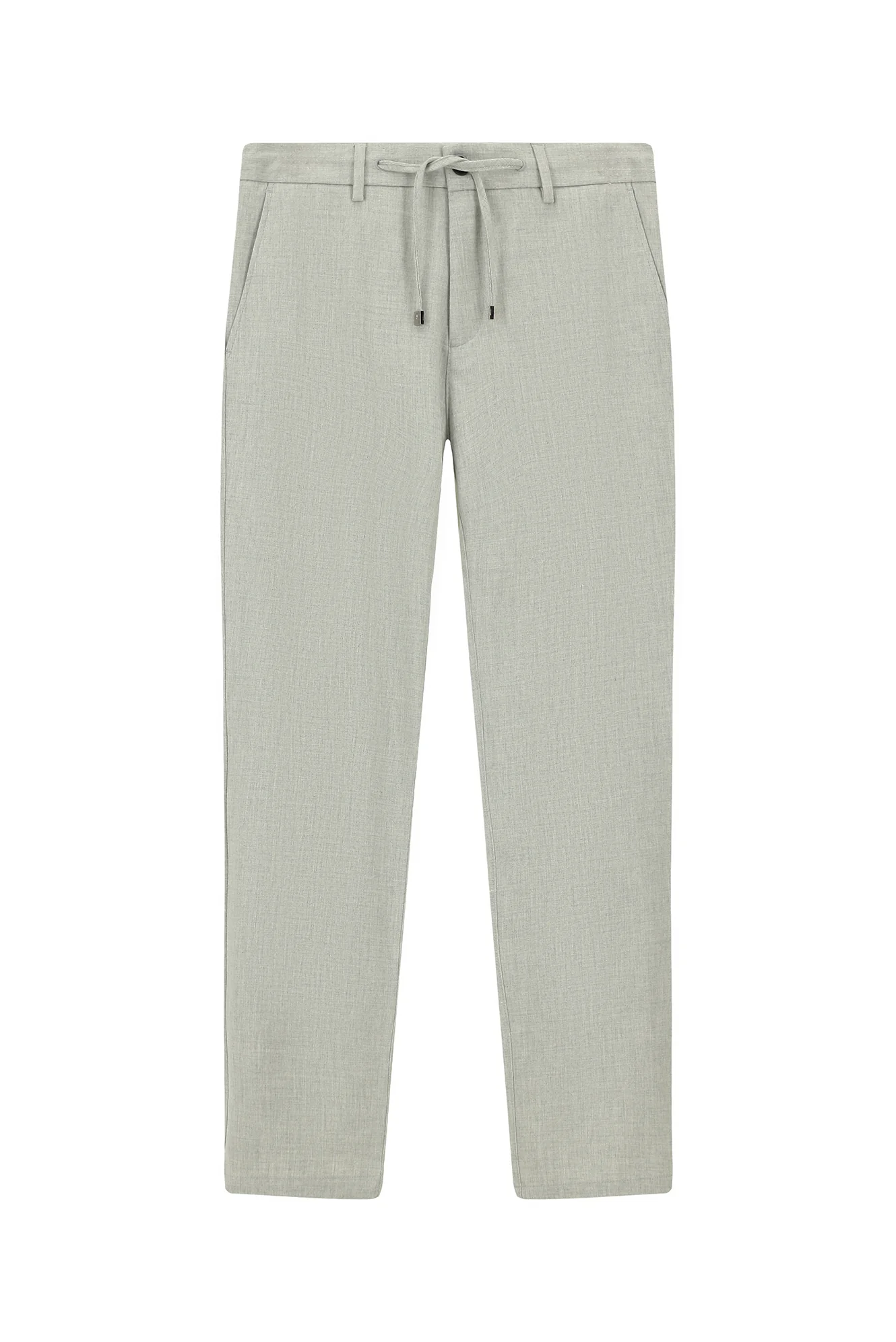 Açık Gri Regular Fit Standart Kesim Beli Lastikli İpli Likralı Pantolon - Image 7