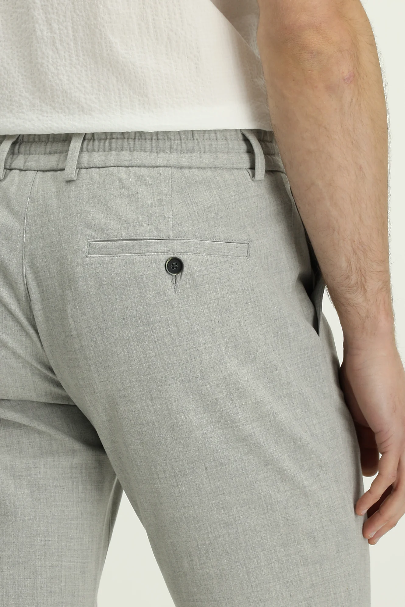 Açık Gri 6 Drop Regular Fit Standart Kesim Beli Lastikli İpli Spor Pantolon - Image 6