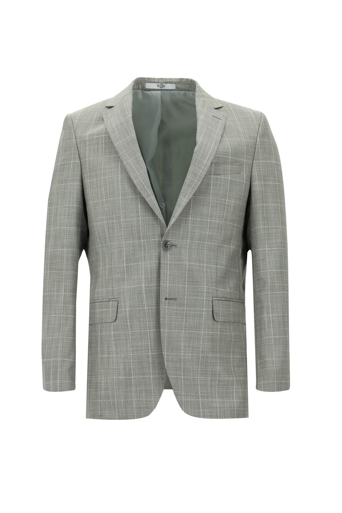 Açık Gri 6 Drop Regular Fit Standart Kesim Kareli Takım Elbise - Image 2
