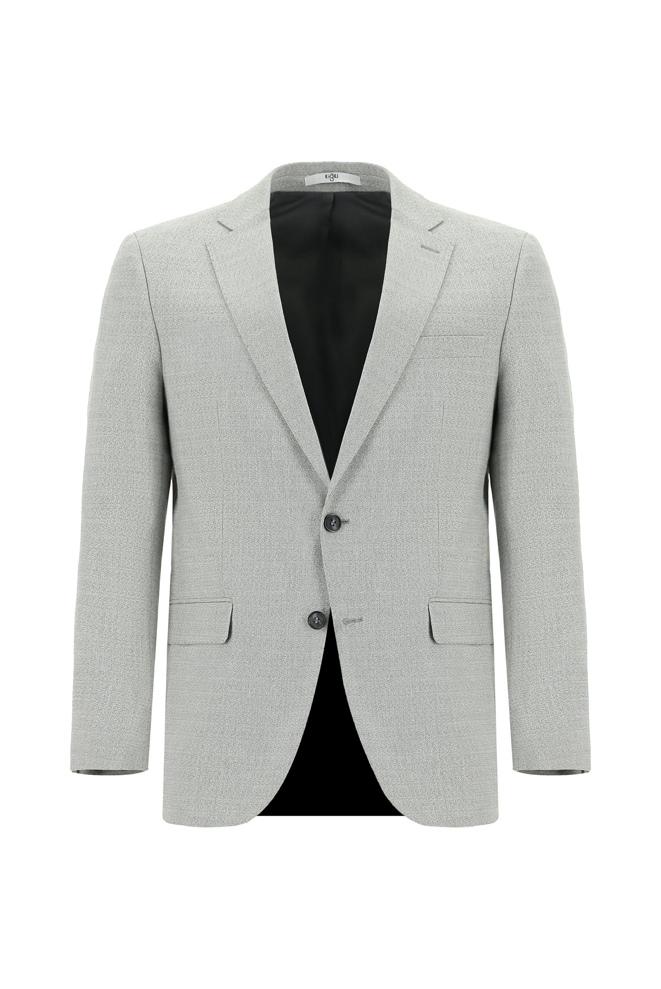 Açık Gri 6 Drop Regular Fit Standart Kesim Desenli Takım Elbise - Image 2