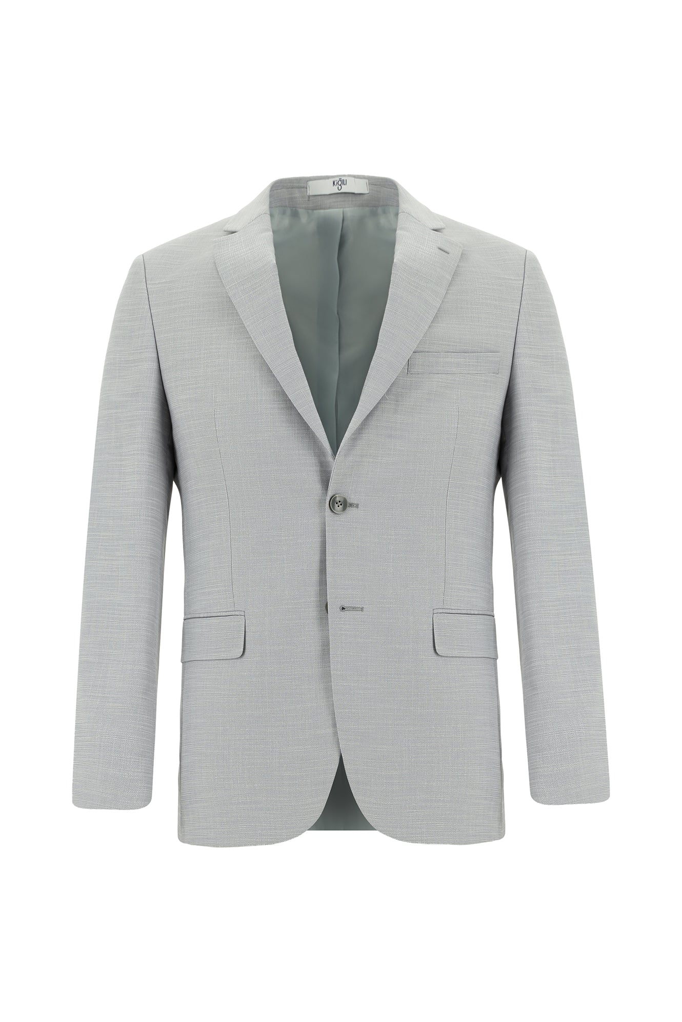 Açık Gri 6 Drop Regular Fit Standart Kesim Desenli Takım Elbise - Image 2