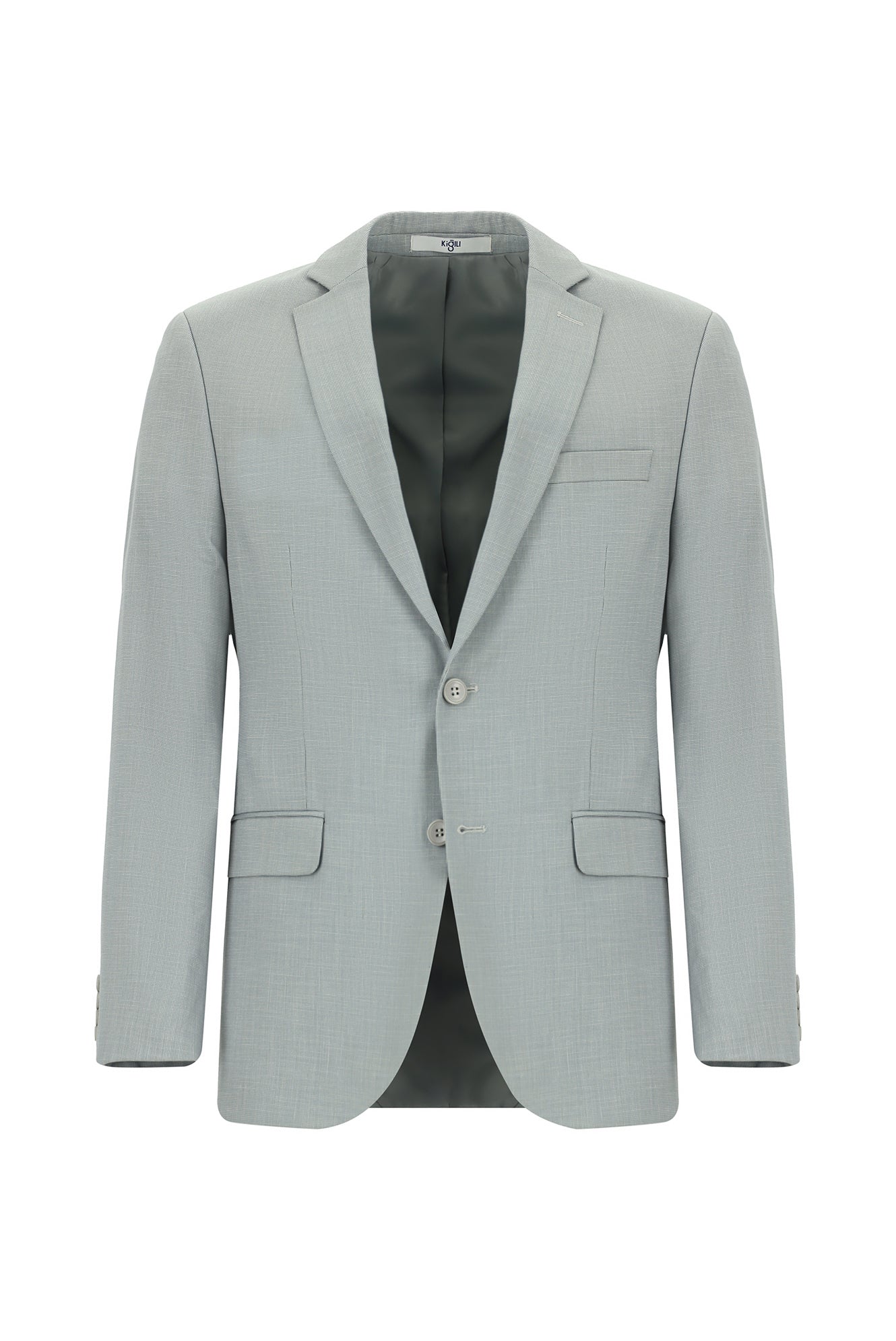 Açık Gri 6 Drop Regular Fit Standart Kesim Desenli Takım Elbise - Image 2
